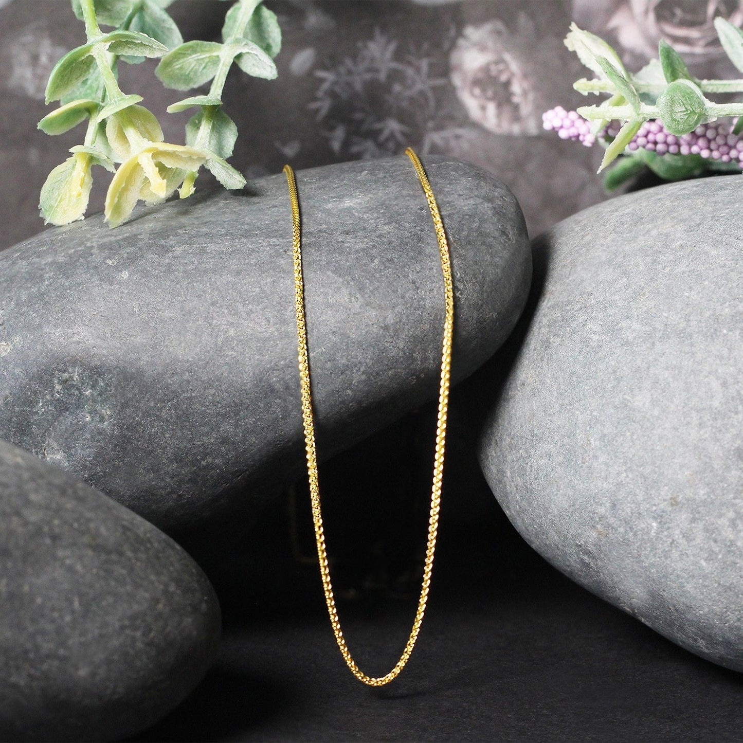 14k Yellow Gold Diamond Cut Round Wheat Chain 1.0mm Bids.com