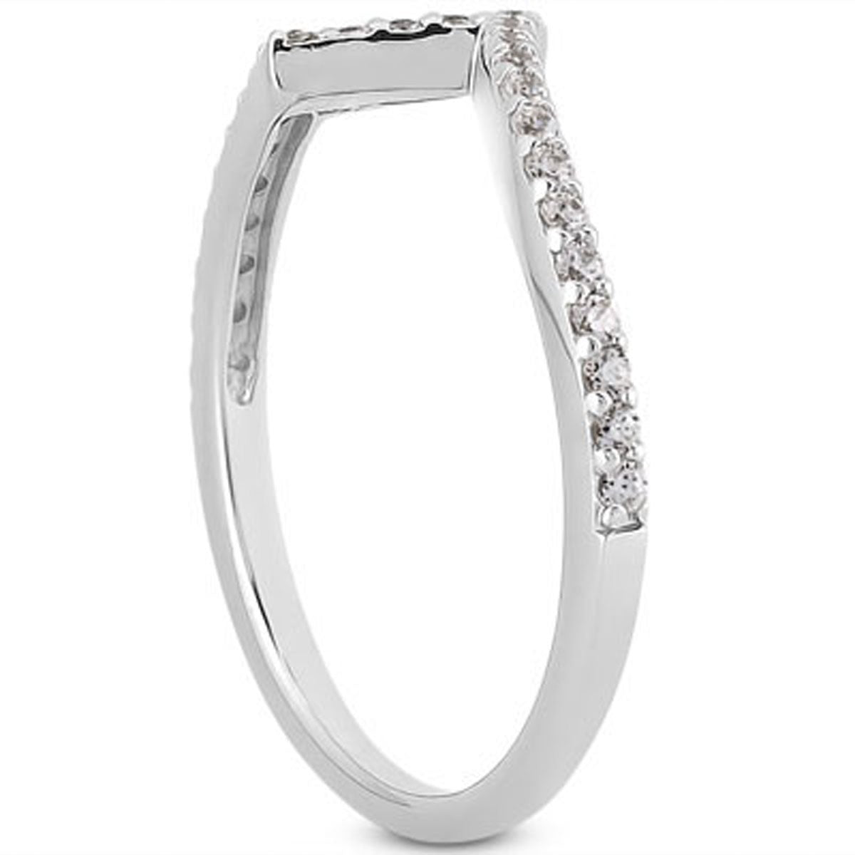 14k White Gold Fancy Zig Zag Pave Diamond Wedding Ring Band Bids.com