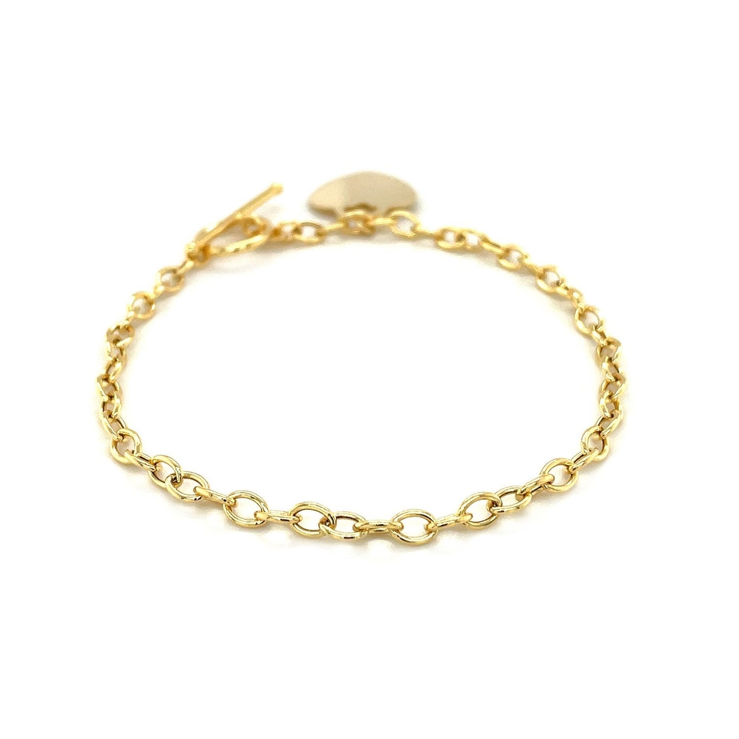 Toggle Bracelet with Heart Charm in 14k Yellow Gold Bids.com