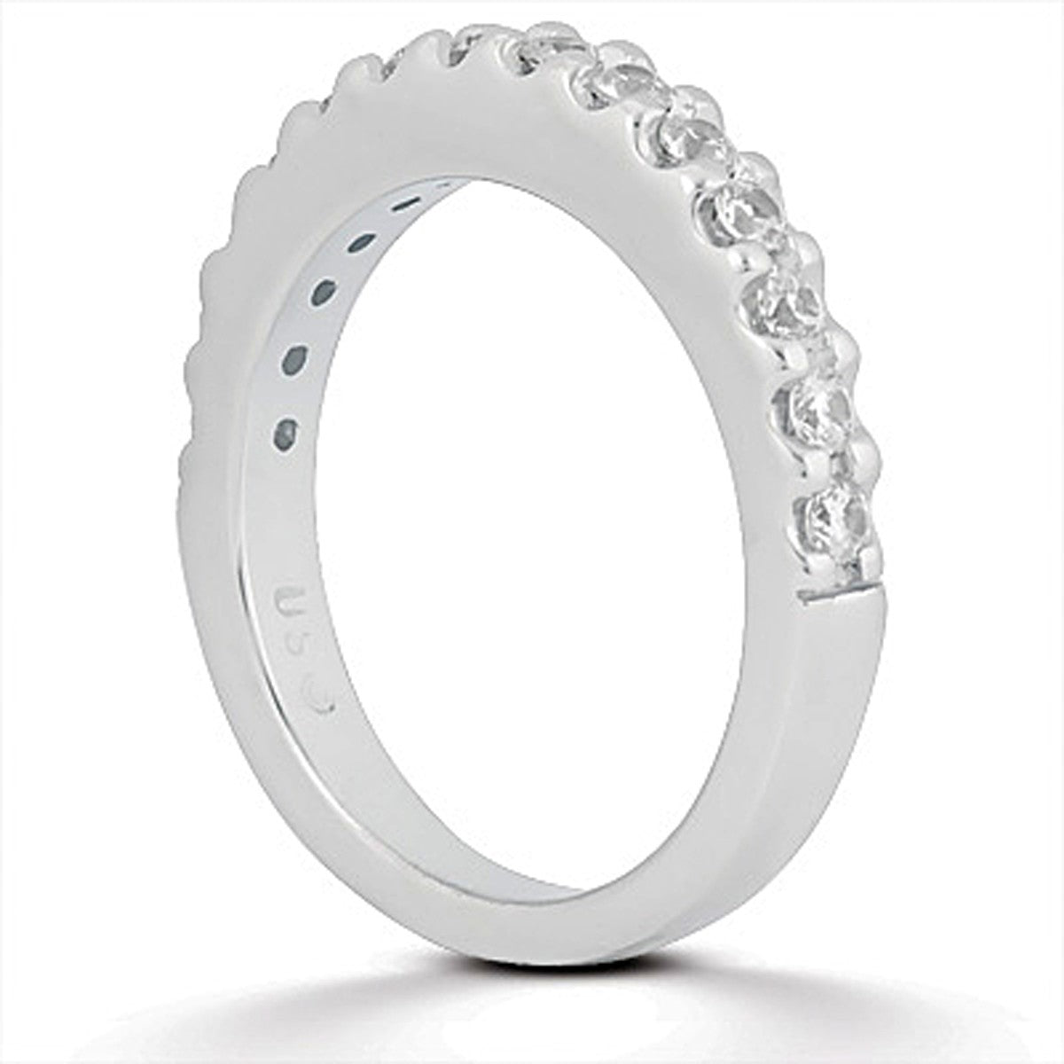 14k White Gold Shared Prong Diamond Wedding Ring Band Bids.com
