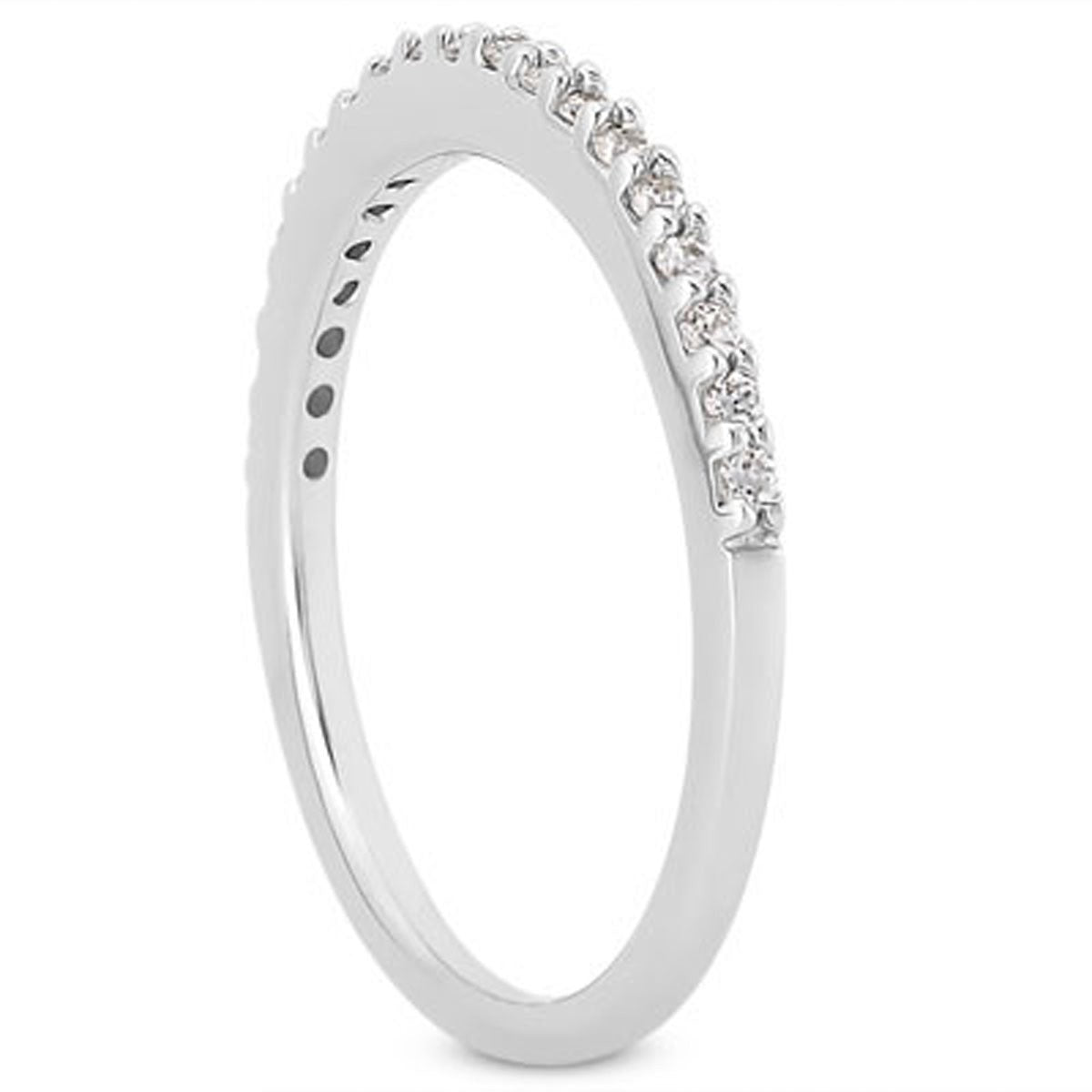 14k White Gold Slim Profile Diamond Micro Prong Diamond Wedding Ring Band Bids.com