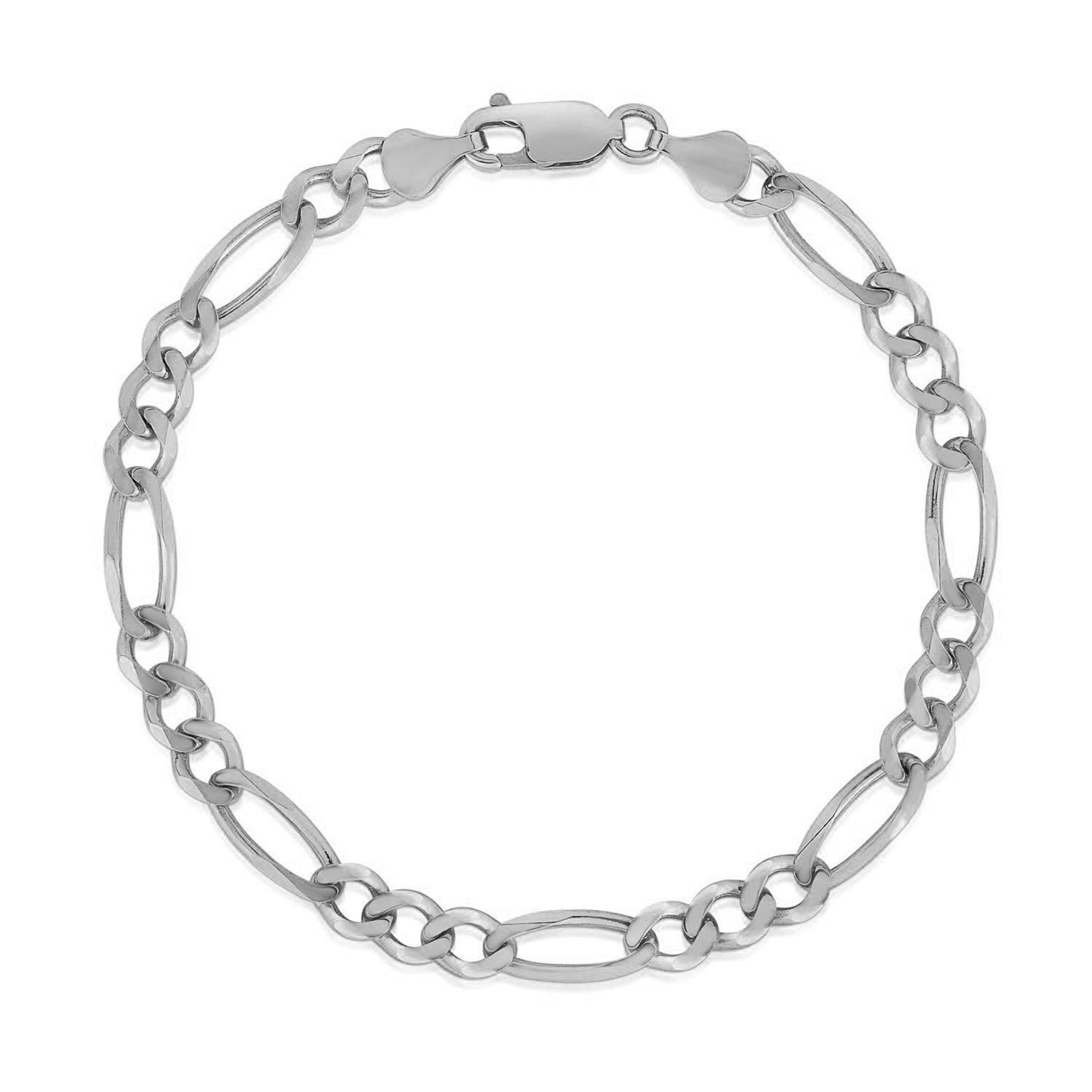 4.6mm 14k White Gold Solid Figaro Bracelet Bids.com