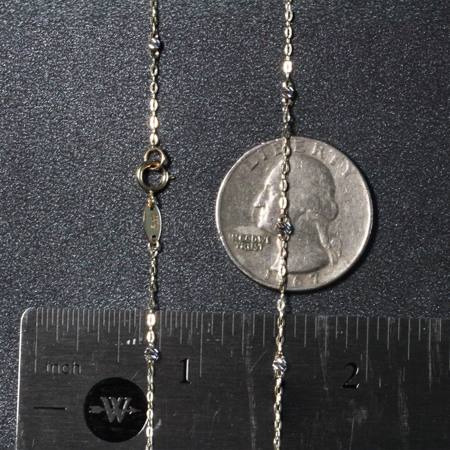 Diamond Cut Bead Links Pendant Chain in 14k Two Tone Gold (3.5mm) Bids.com
