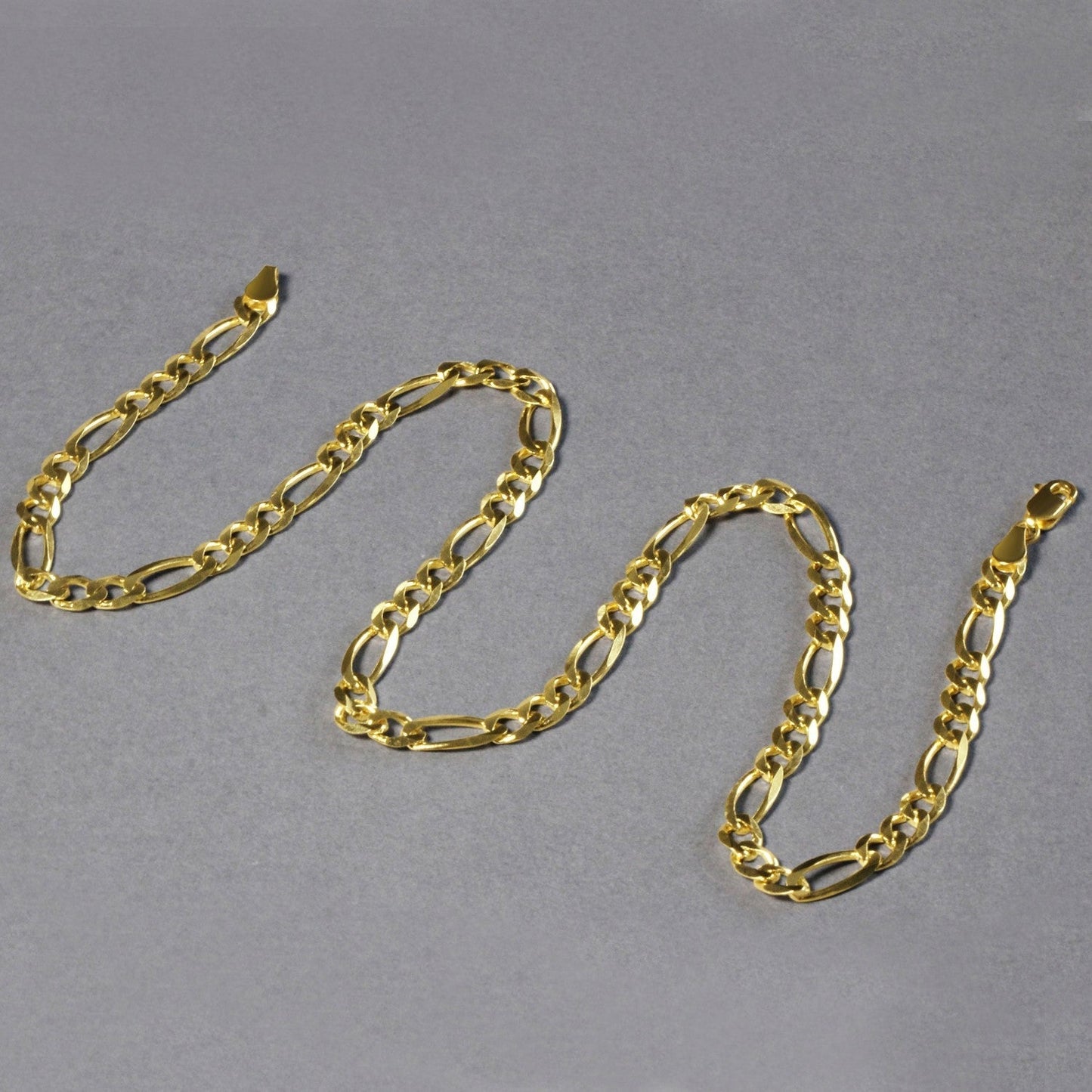 10K Yellow Gold Solid Figaro Chain (5.30 mm) Bids.com