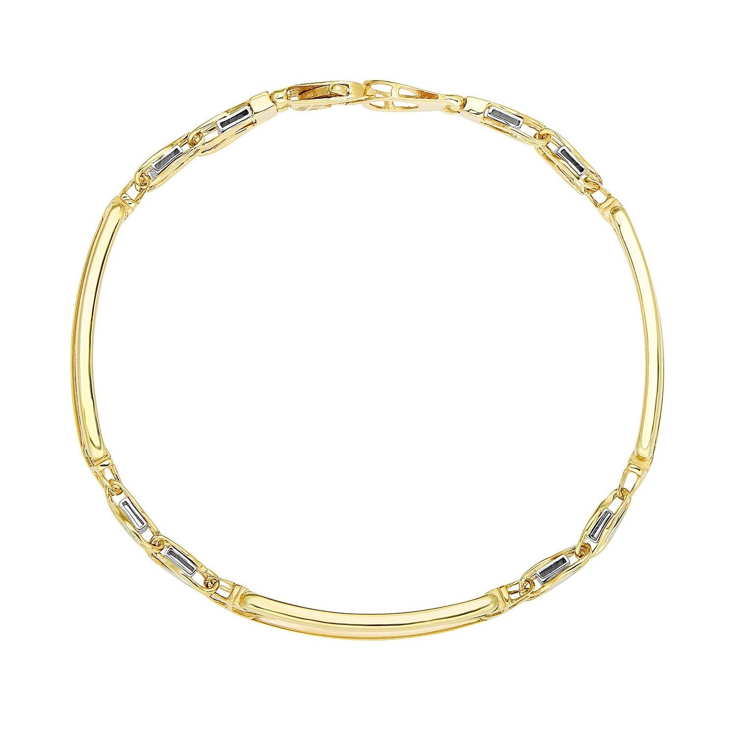 14k Two-Tone Gold Fancy Bar Style Men's Bracelet with Curved Connectors Bids.com