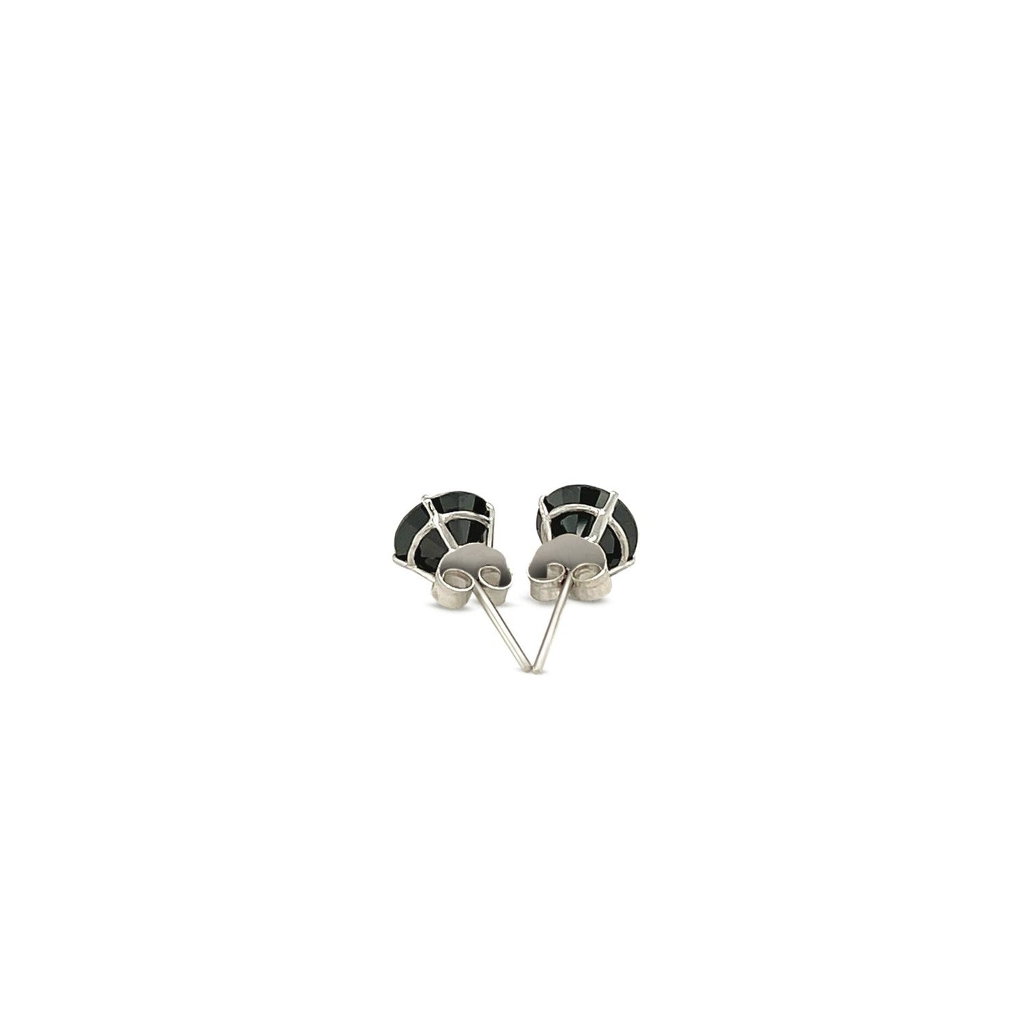 14k White Gold Stud Earrings with Black Faceted Cubic Zirconia(6mm) Bids.com