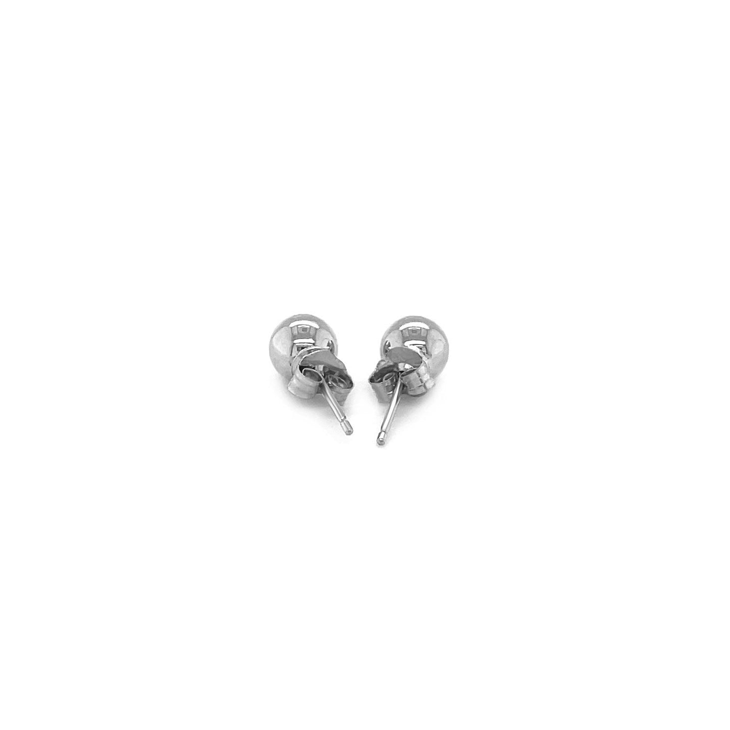 14k White Gold Classic Round Stud Earrings (5.0 mm) Bids.com
