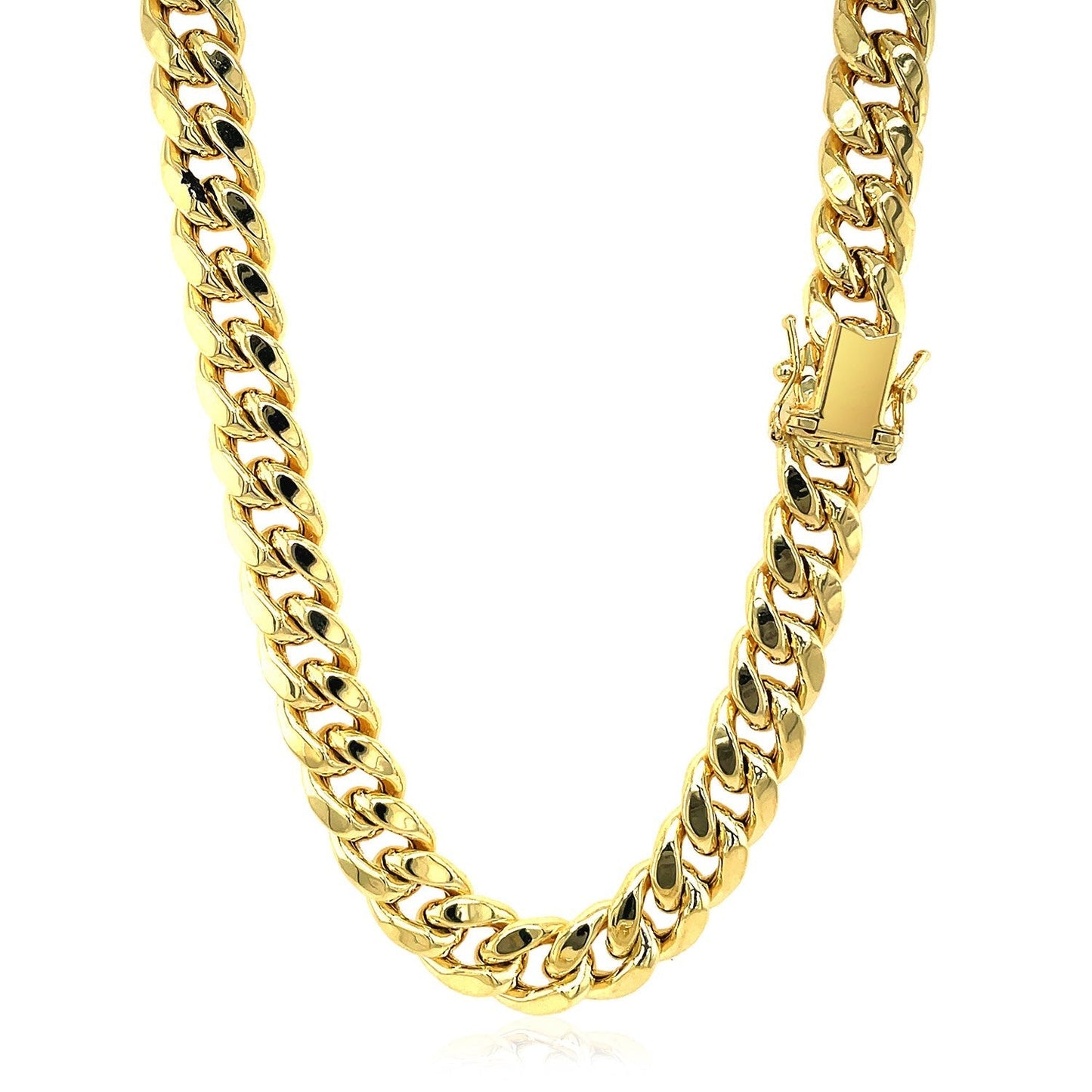 9.15mm 10k Yellow Gold Semi Solid Miami Cuban Chain Bids.com