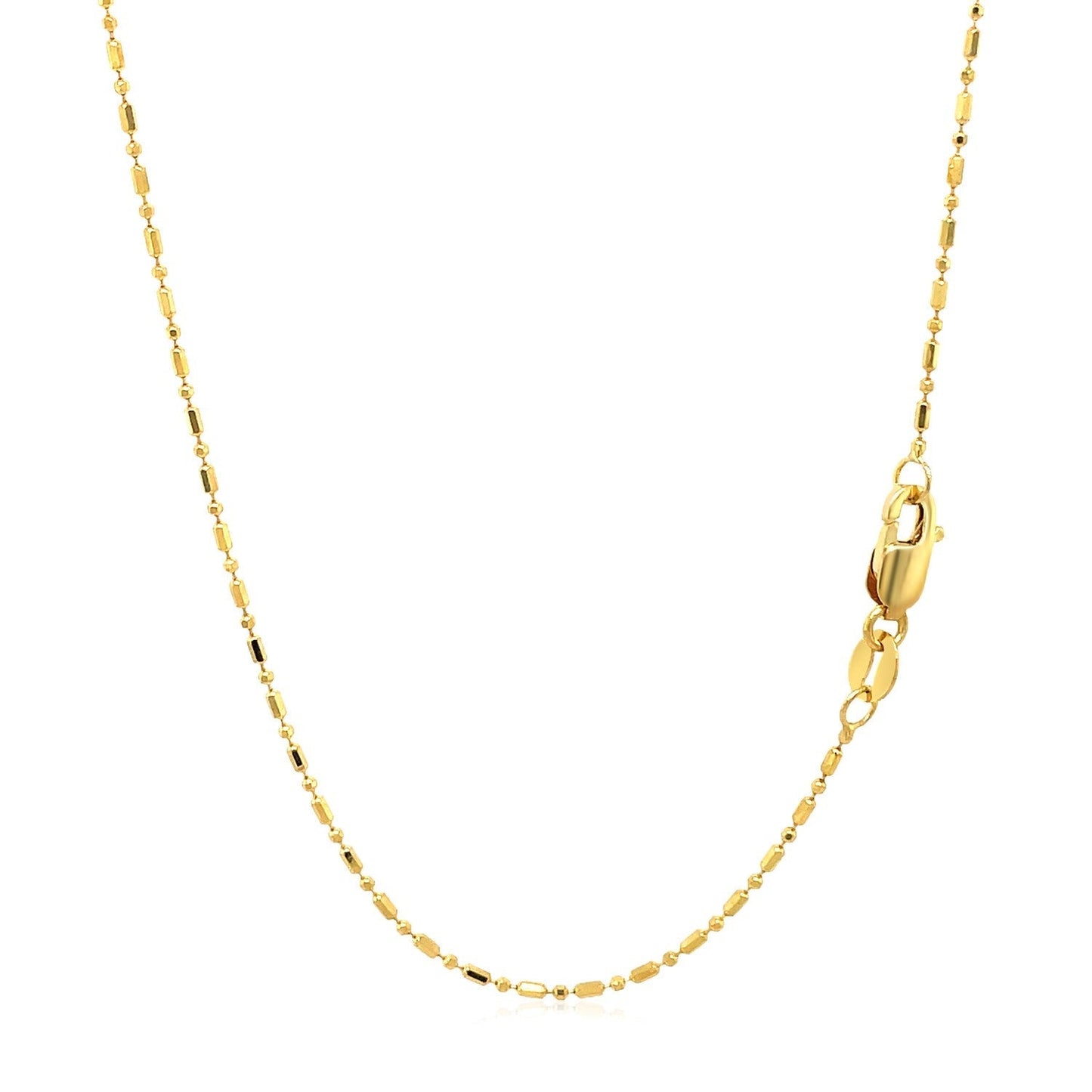 14k Yellow Gold Diamond-Cut Bead Chain 1.0mm Bids.com