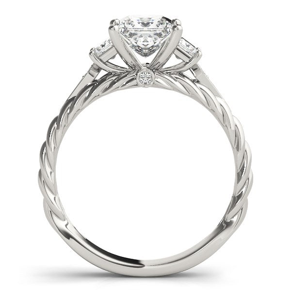 14k White Gold Princess Cut 3 Stone Antique Style Diamond Ring (1 1/8 cttw) Bids.com