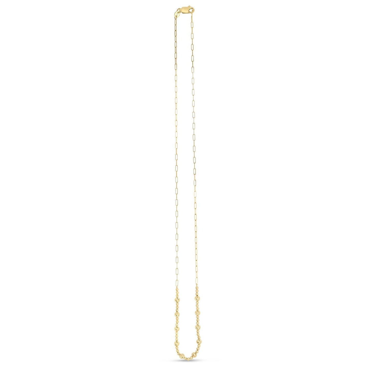 14k Yellow Gold Bead Paperclip Necklace Bids.com