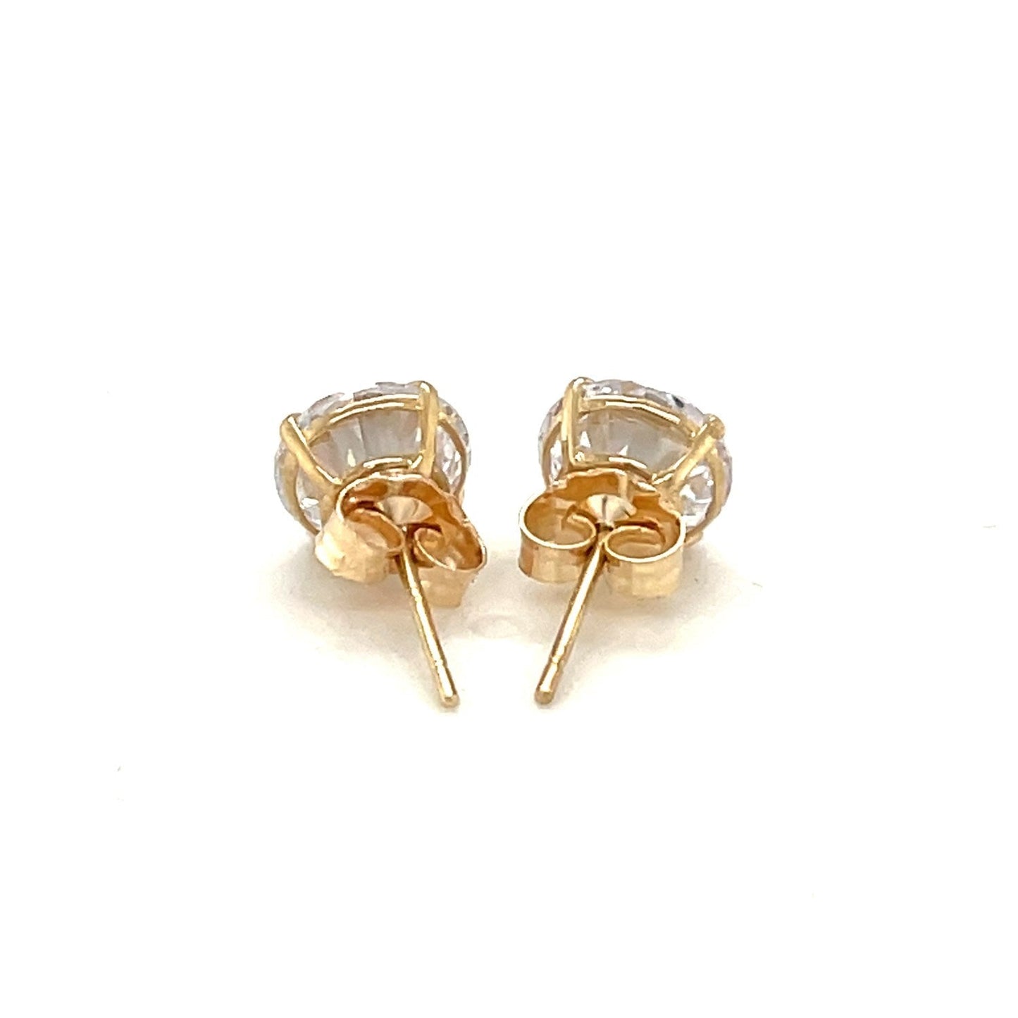 14k Yellow Gold Stud Earrings with White Hue Faceted Cubic Zirconia Bids.com