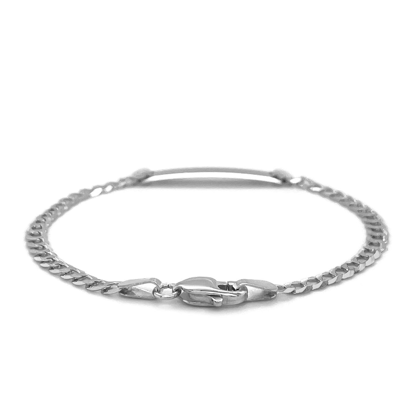 14k White Gold Curb Link Chain Polished Children's ID Bracelet Bids.com