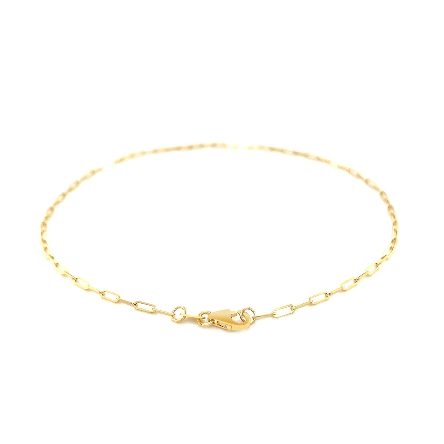 14K Yellow Gold Fine Paperclip Anklet (1.5mm) Bids.com