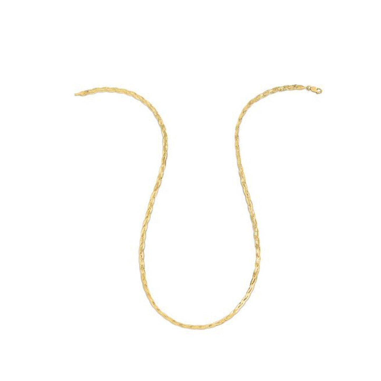 14k Yellow Gold Braided Herringbone Chain (3.20 mm) Bids.com