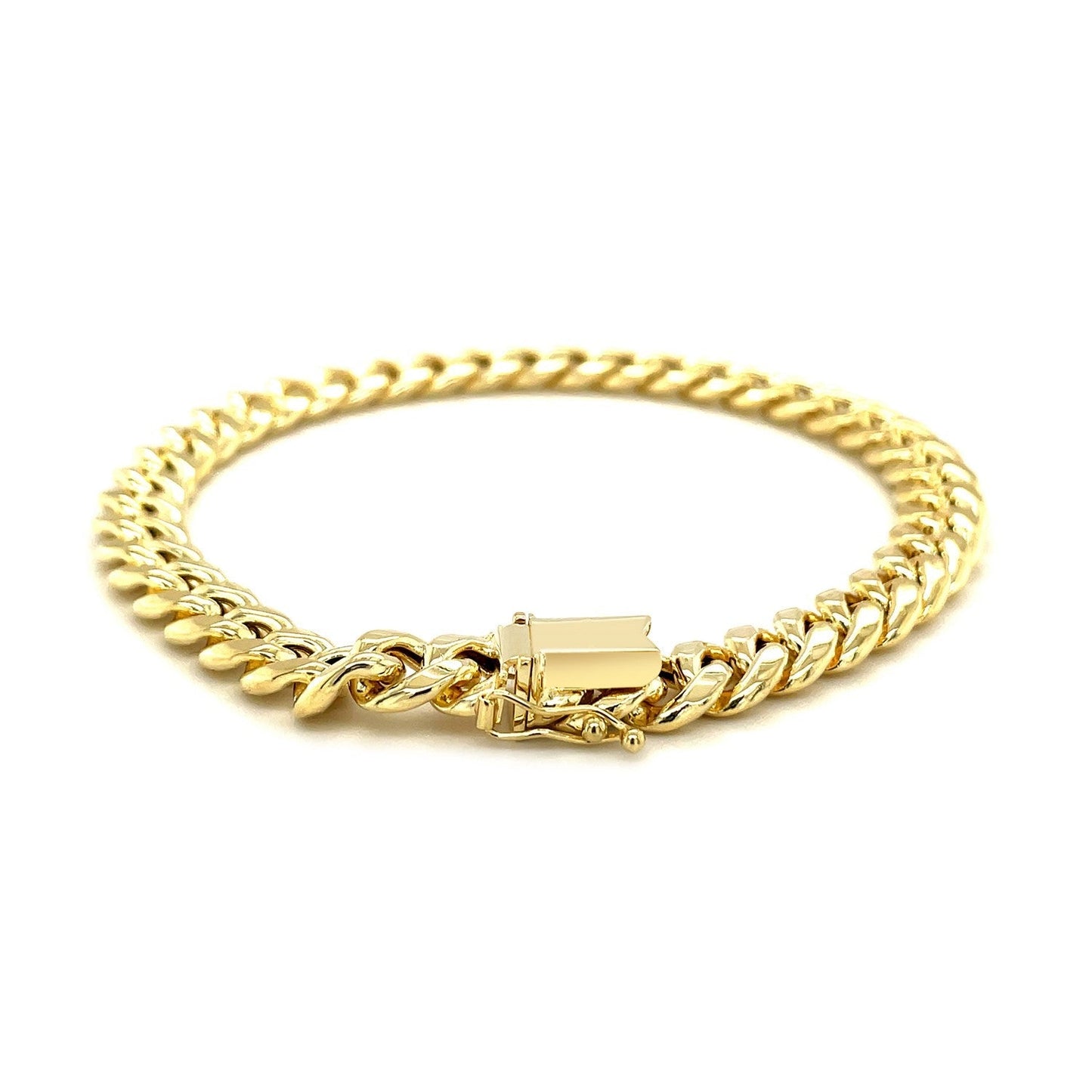 7.5mm 14k Yellow Gold Semi Solid Miami Cuban Bracelet Bids.com
