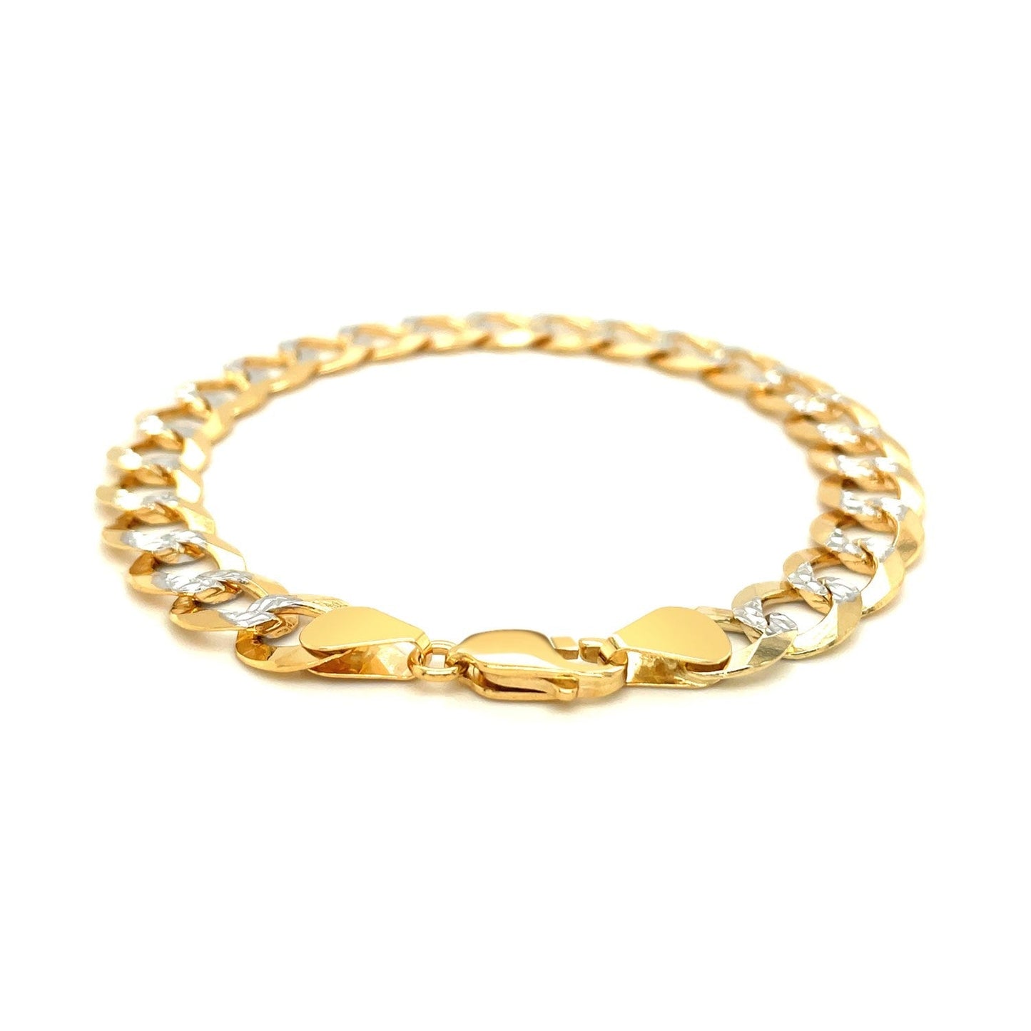 10 mm 14k Two Tone Gold Pave Curb Bracelet Bids.com