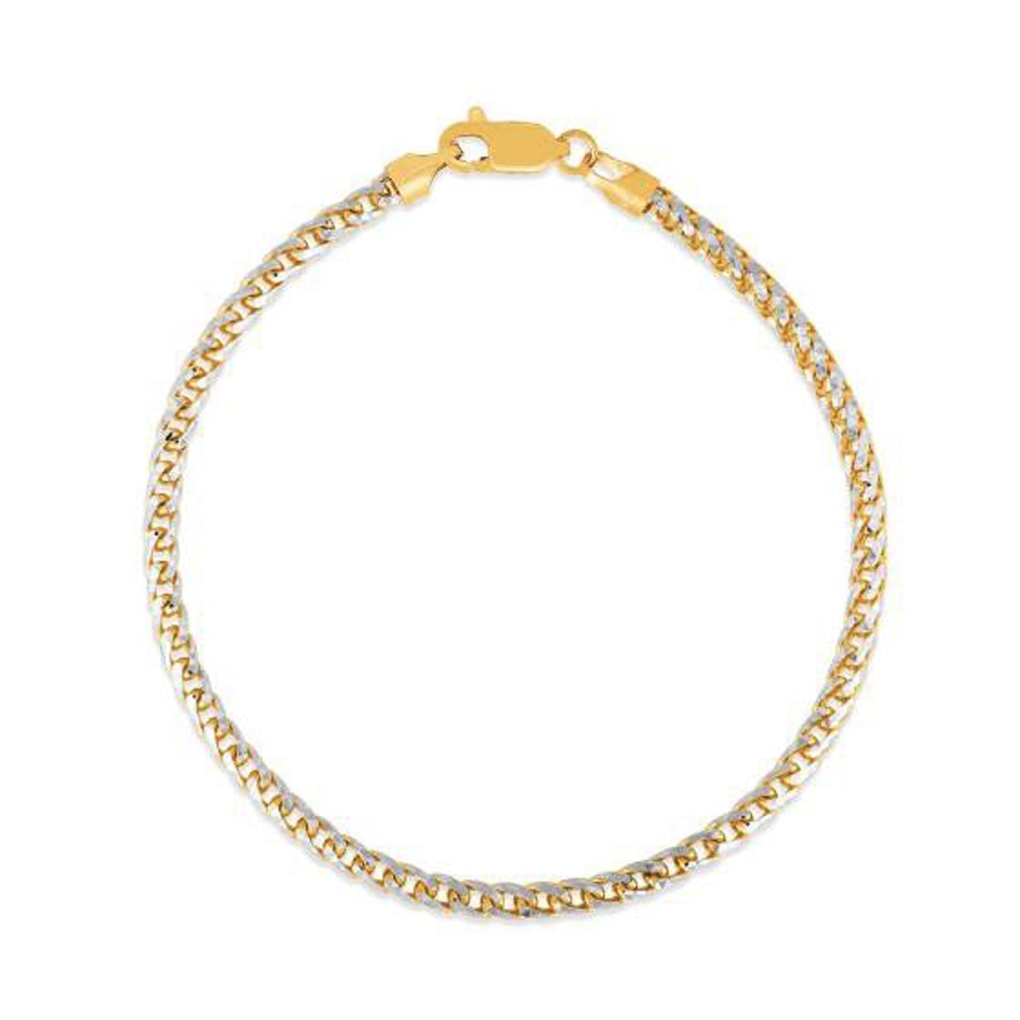 Round Pave Franco Chain Bracelet in 14k Yellow Gold (3.15 mm) Bids.com
