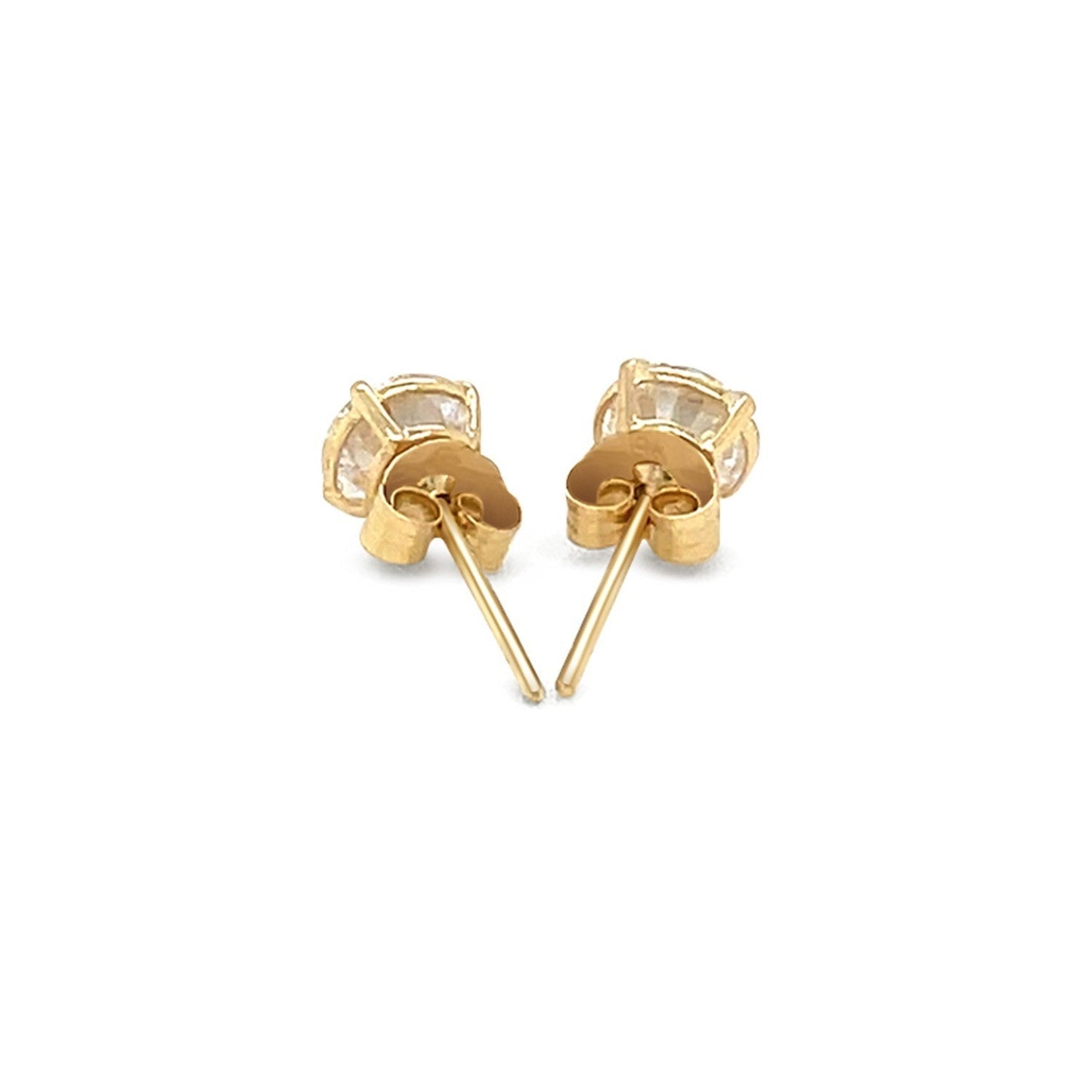 14k Yellow Gold Stud Earrings with White Hue Faceted Cubic Zirconia Bids.com