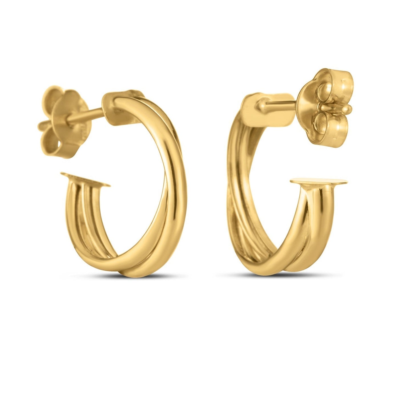 14k Yellow Gold Crossover Hoops Bids.com