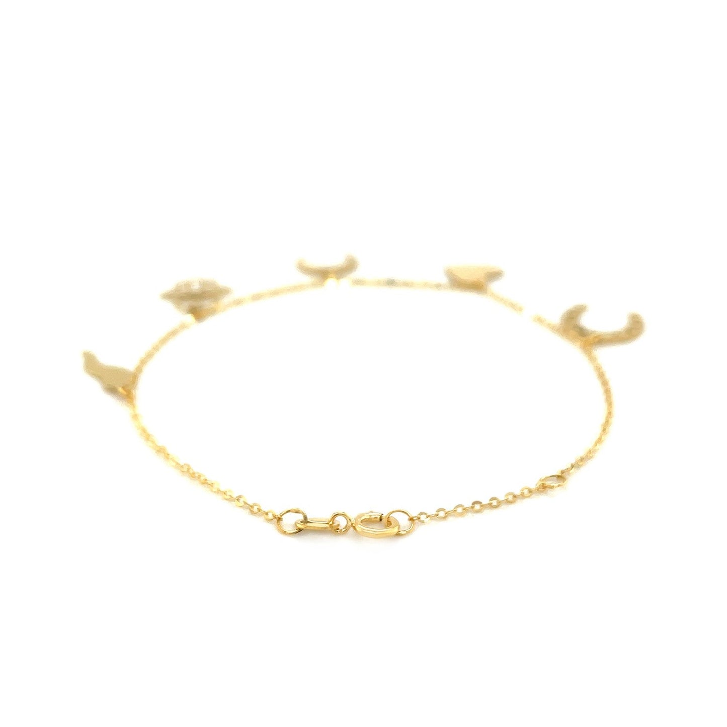 14k Yellow Gold 7 inch Bracelet with Polished Charms Bids.com