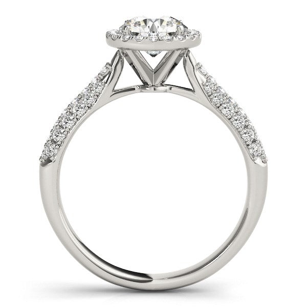 14k White Gold Halo Diamond Engagement Ring with Pave Band (1 1/3 cttw) Bids.com