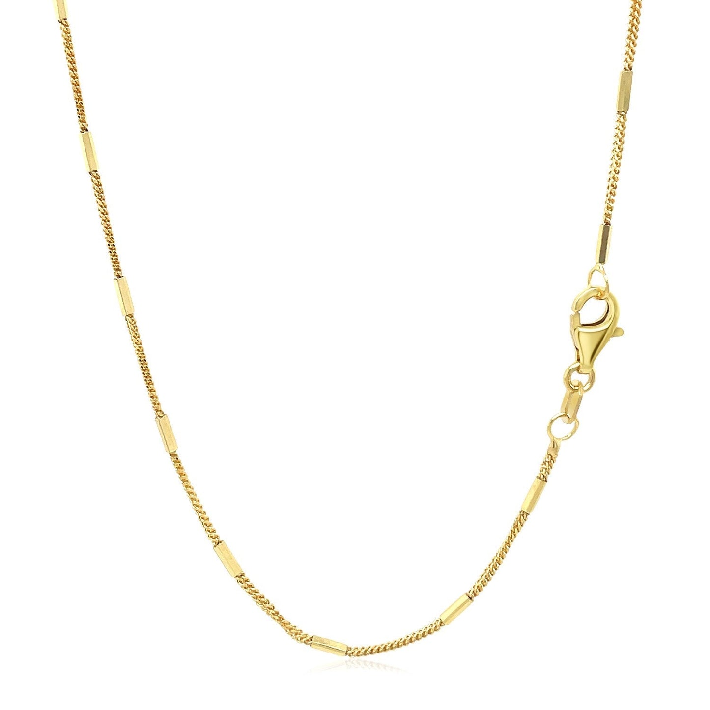Diamond Cut Bar Links Pendant Chain in 14k Yellow Gold (1.3mm) Bids.com