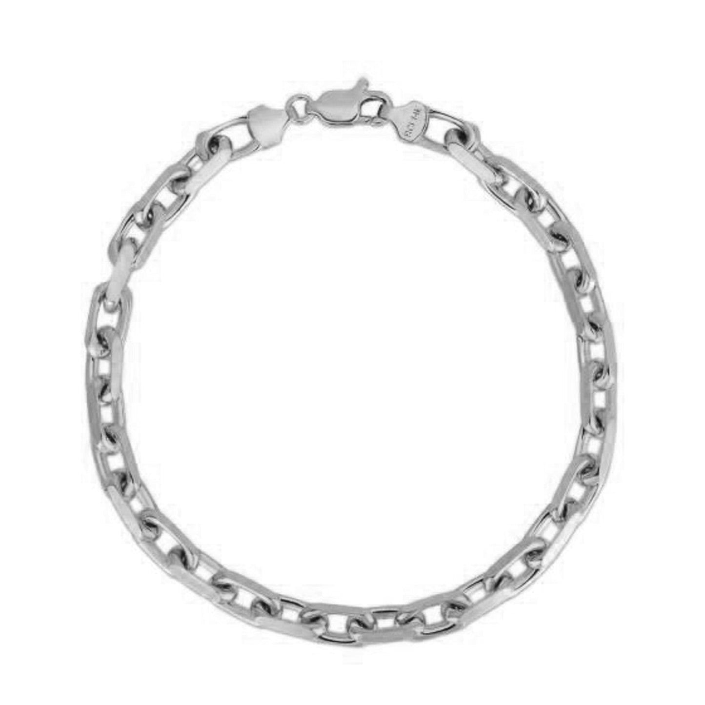 14k White Gold French Cable Chain Bracelet (4.80 mm) Bids.com
