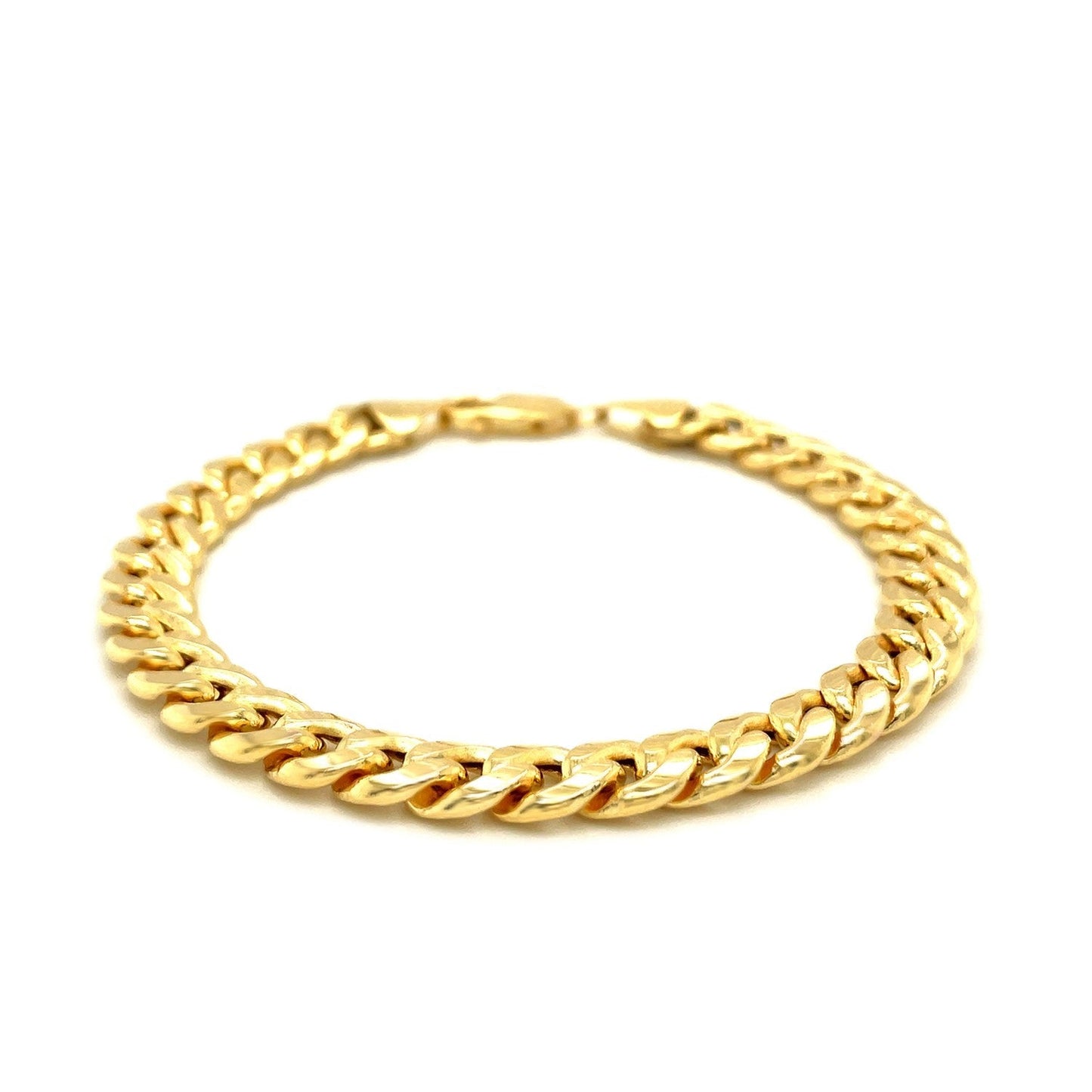 7.8mm 14k Yellow Gold Miami Cuban Semi Solid Bracelet Bids.com