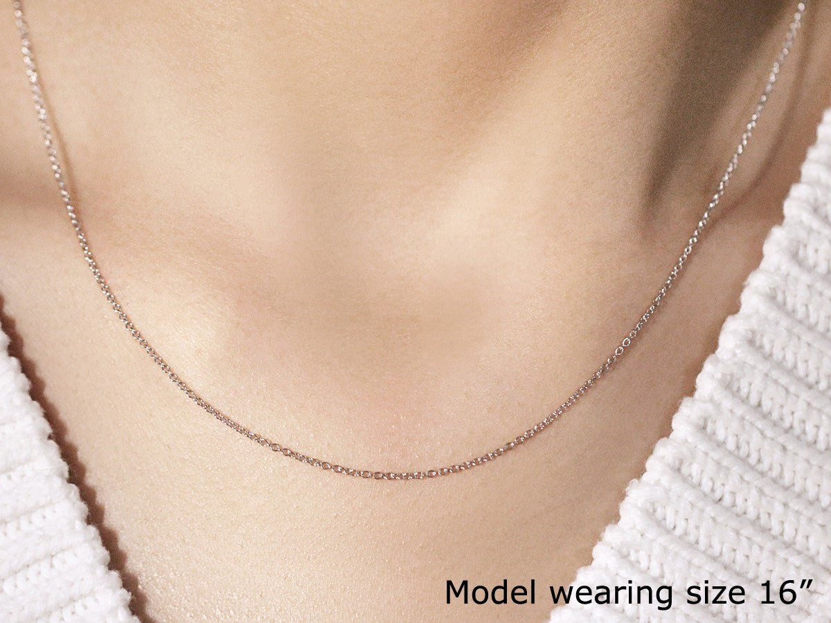 14k White Gold Round Cable Link Chain 1.1mm Bids.com