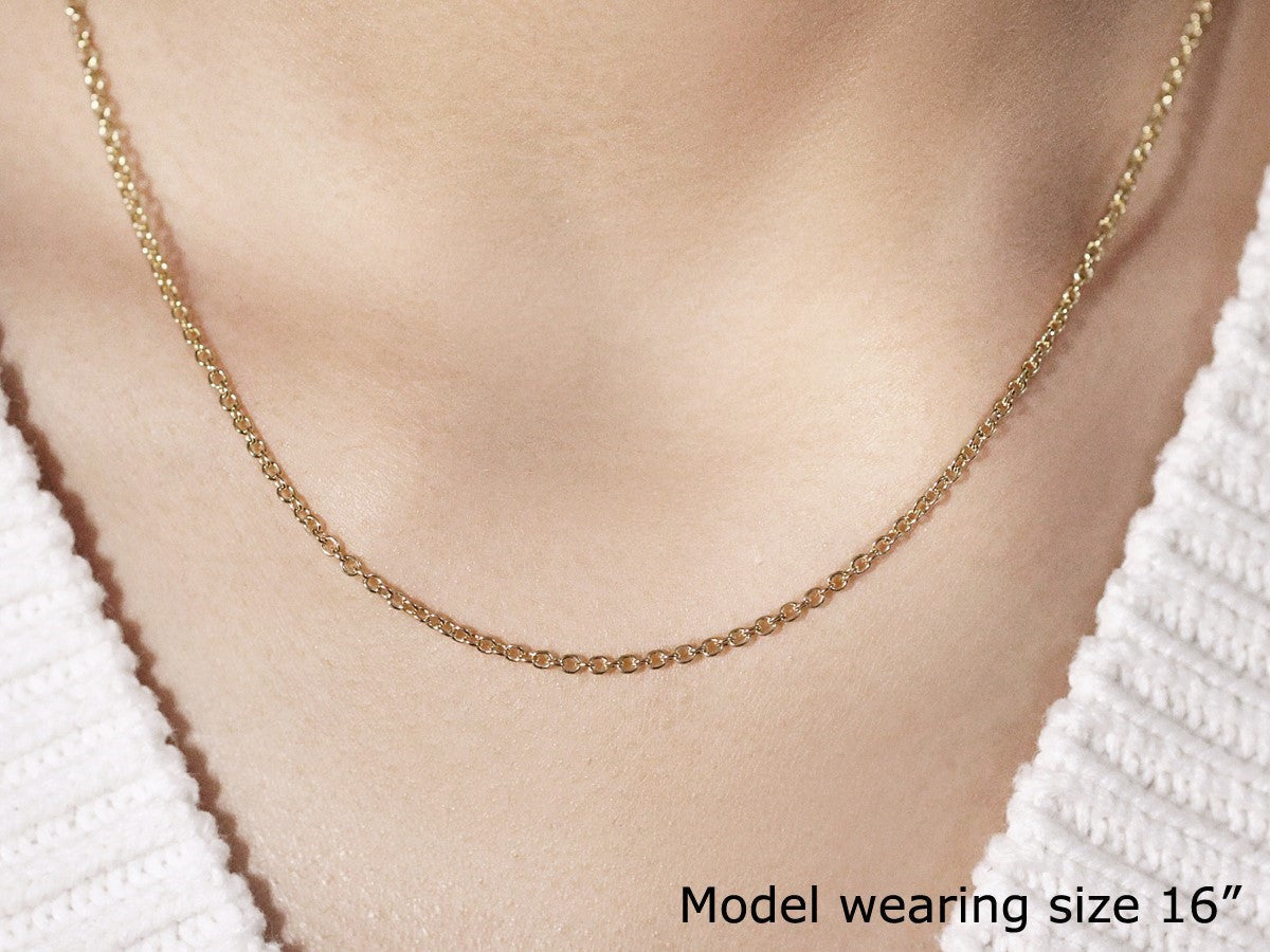 14k Yellow Gold Round Cable Link Chain 1.9mm Bids.com