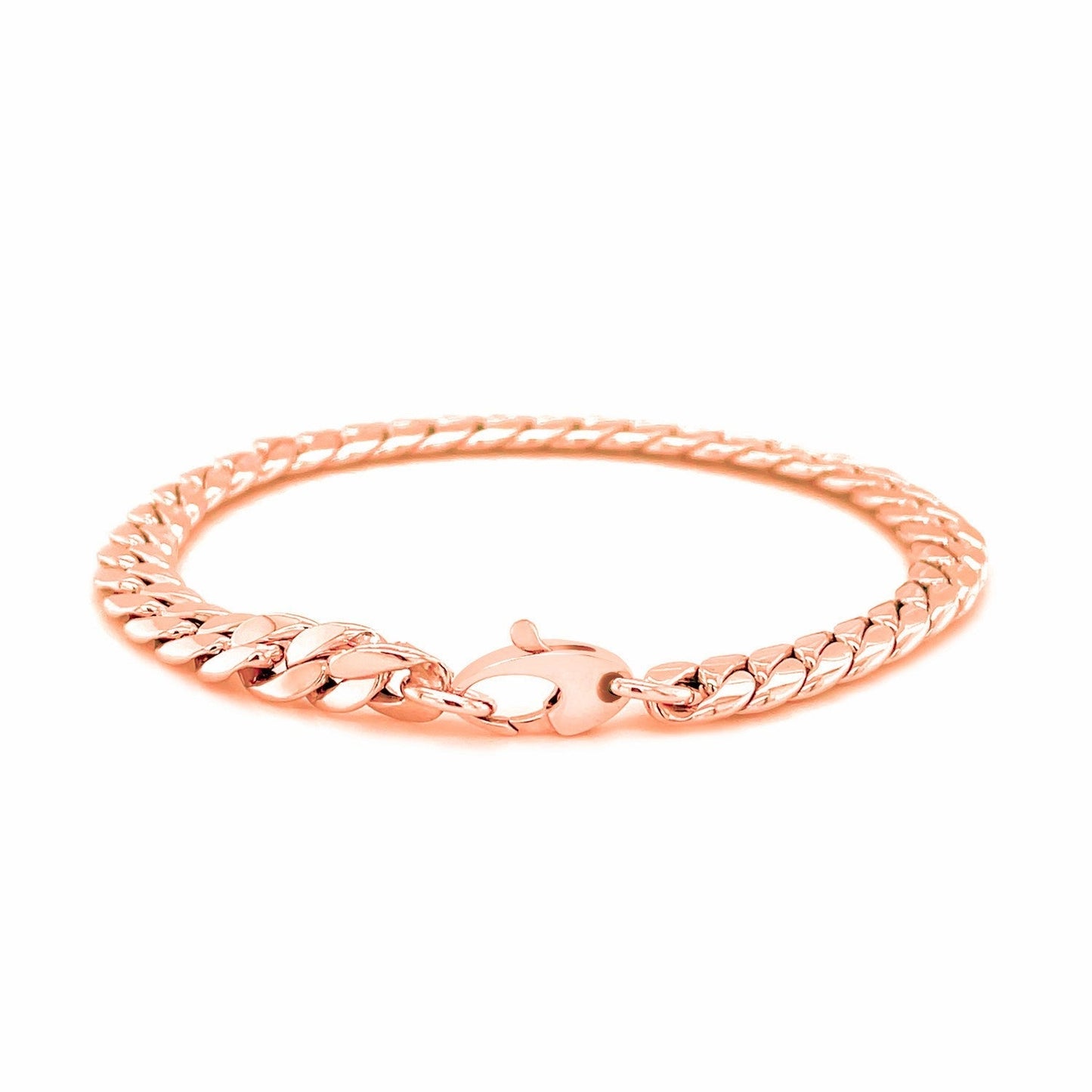 14K Rose Gold Cuban Link Bracelet Bids.com