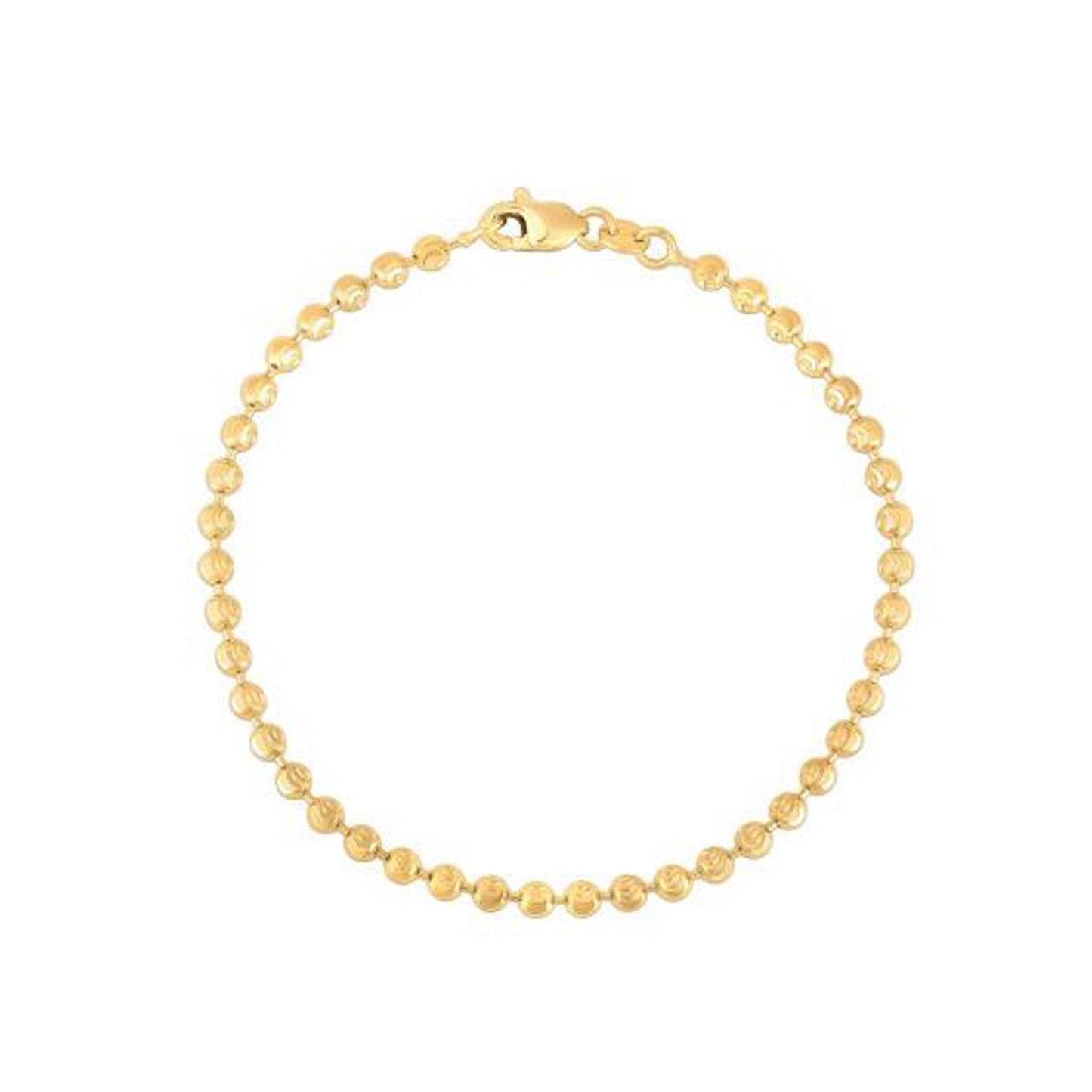 Moon Cut Bead Chain Bracelet in 14k Yellow Gold (3.00 mm) Bids.com
