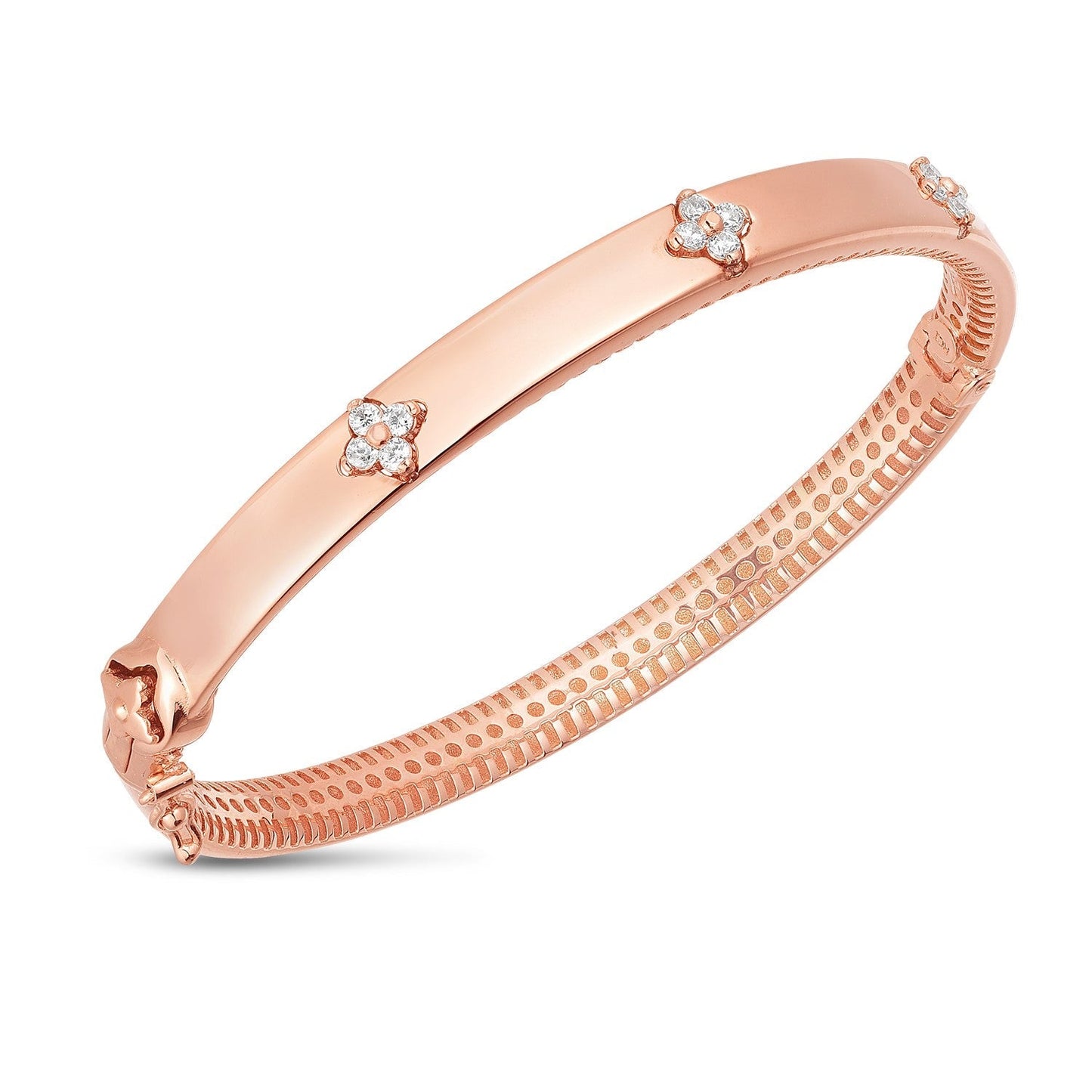 14k Rose Gold Trilogy Diamond Bangle (5.40 mm) Bids.com