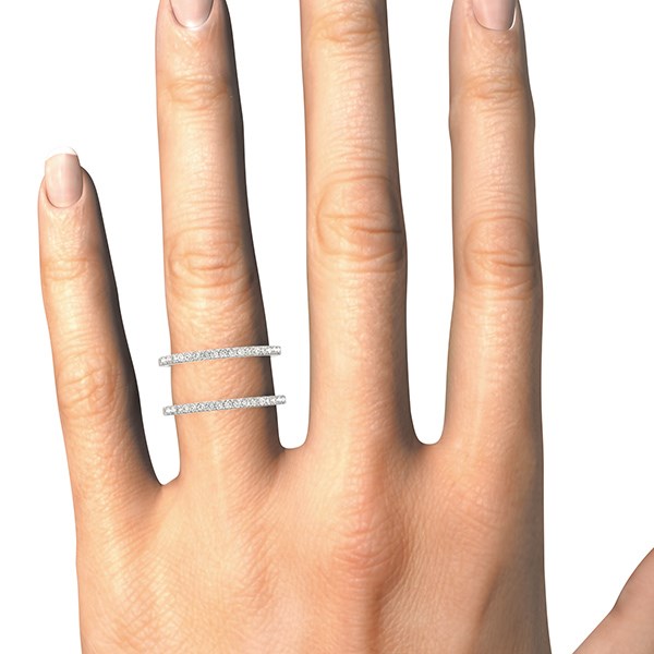 14k White Gold Dual Band Design Ring with Diamonds (1/3 cttw) Bids.com