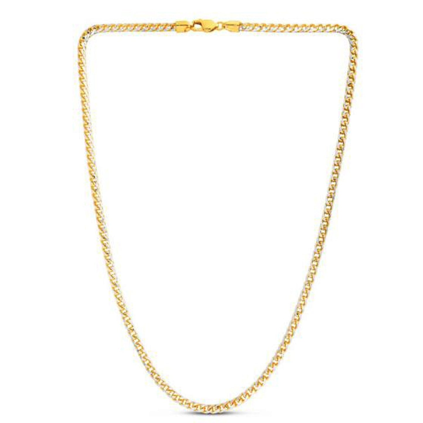 14k Yellow Gold Round Pave Franco Chain (4.00 mm) Bids.com