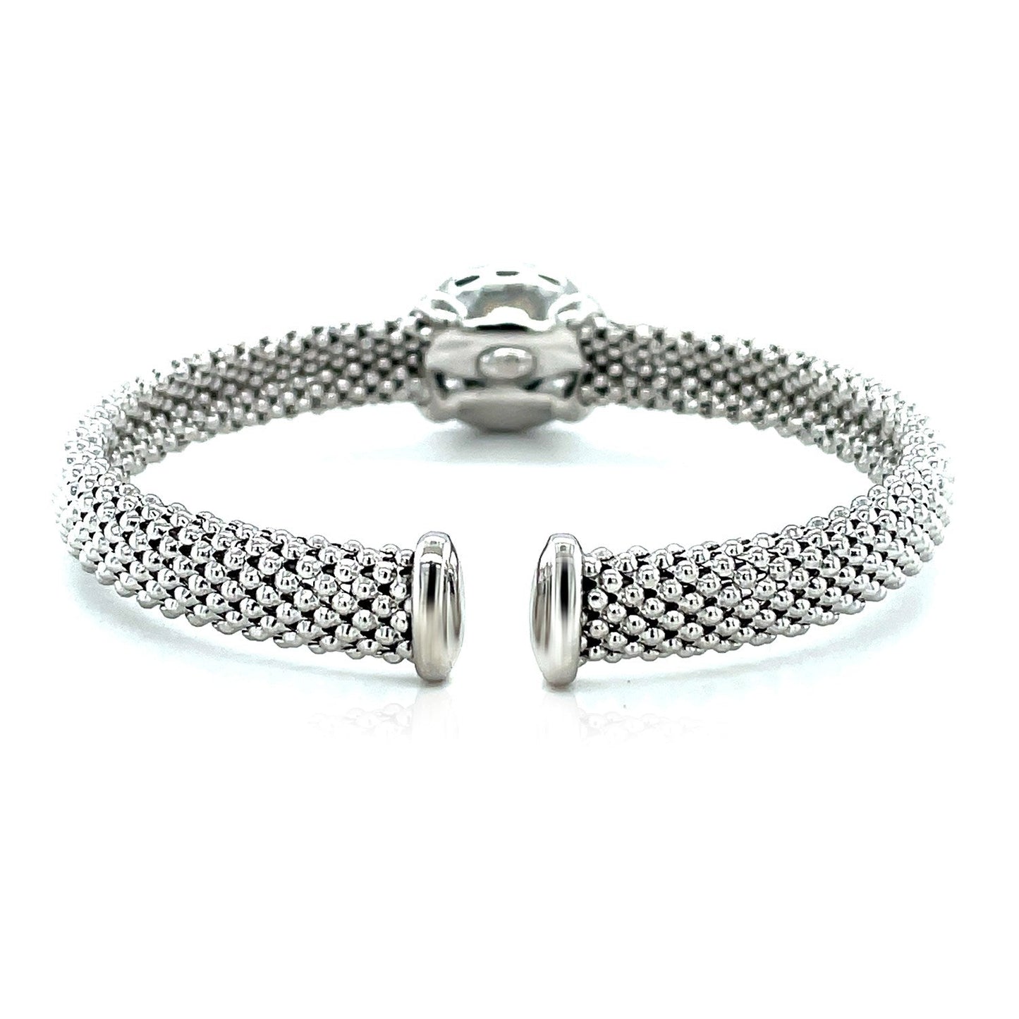 Popcorn Texture Cuff Bangle with Blue Topaz and Diamonds in Sterling Silver Bids.com