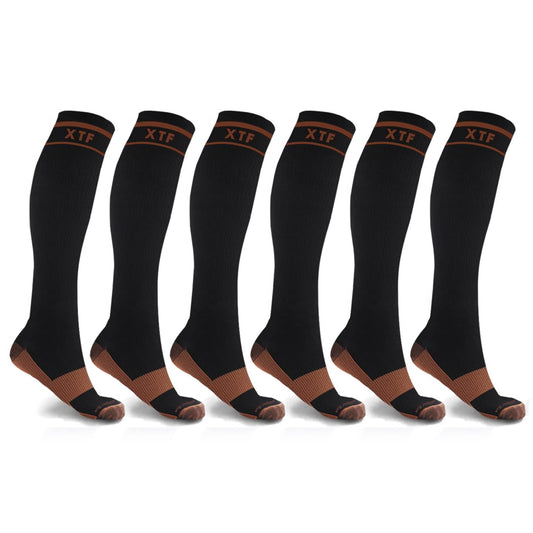 6-Pairs: Unisex Copper-Infused Knee High Compression Socks DailySale