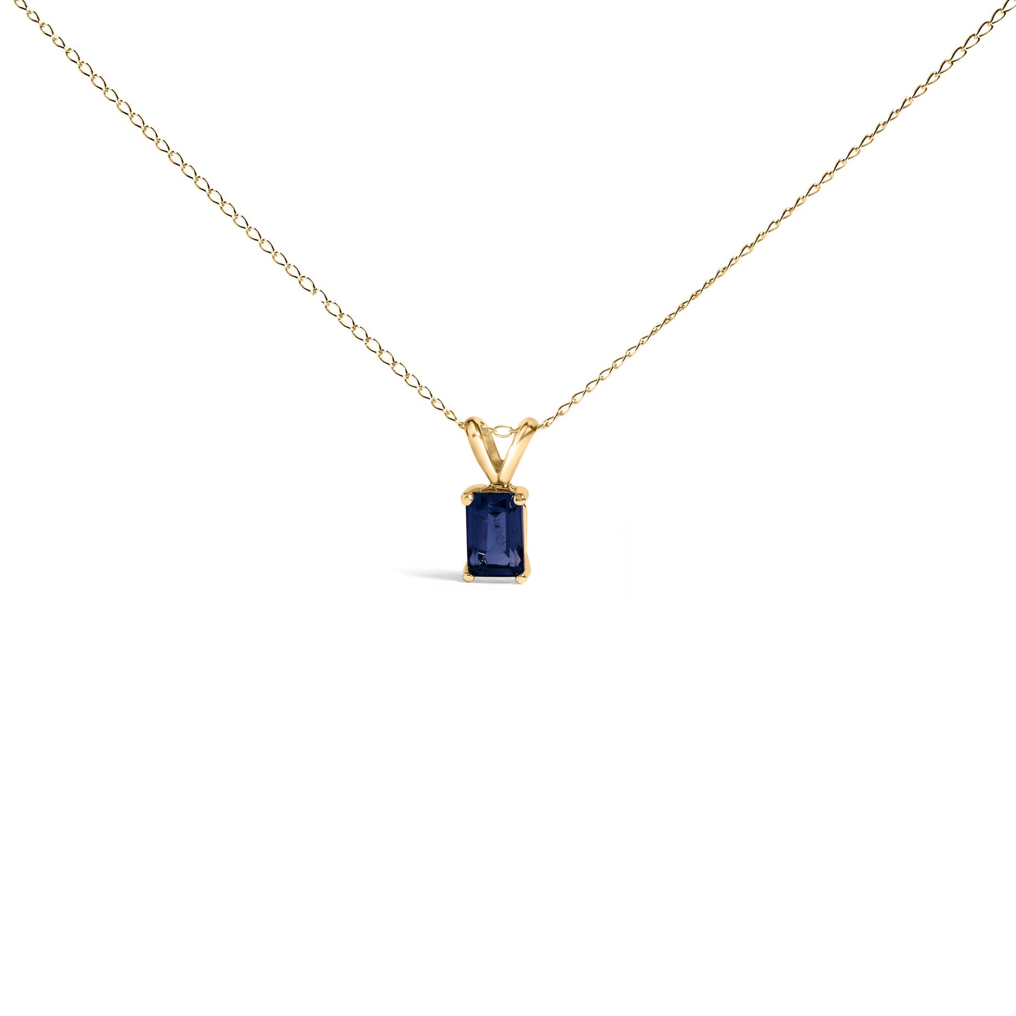 14K White Gold 6x4MM Emerald Cut Purple Amethyst Solitaire Pendant Necklace Bids.com