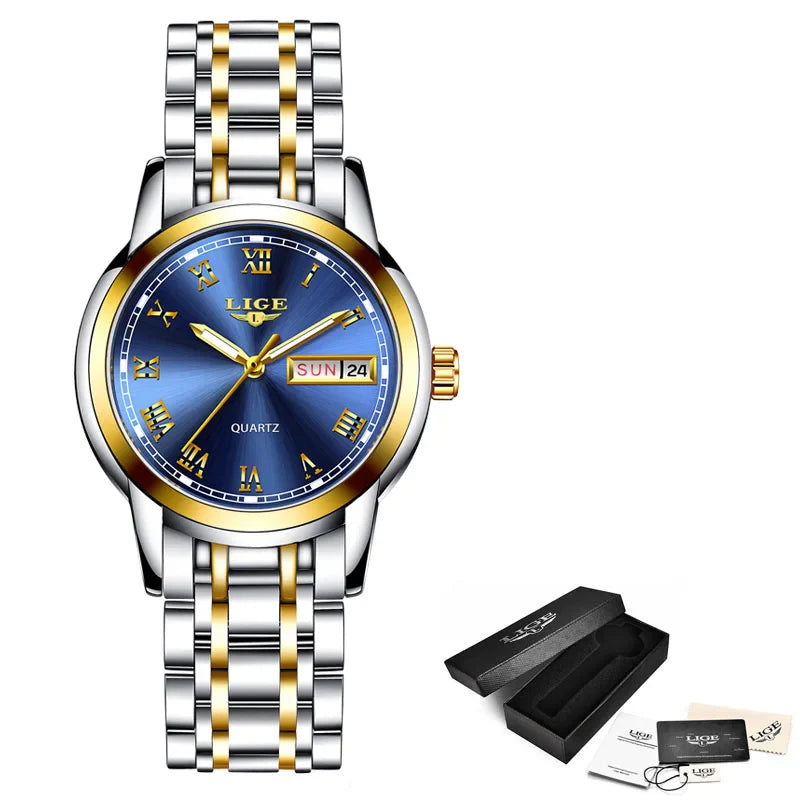 Women's Two Tone Stainless Steel Bracelet Watch Slim BandsCo Straps