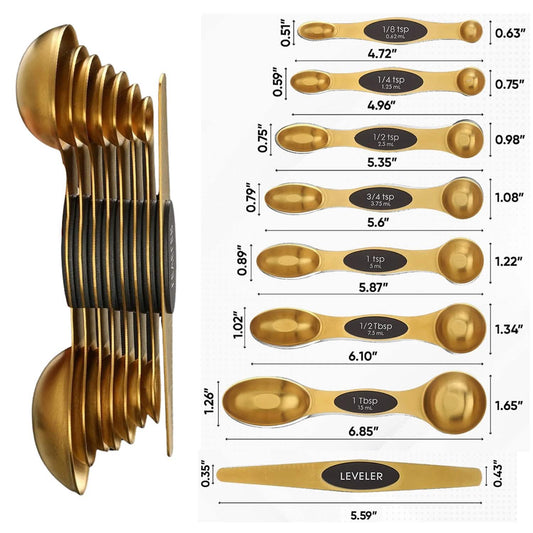 8-Piece: Double Sided Stackable Copper Magnetic Measuring Spoons Set with Leveler DailySale