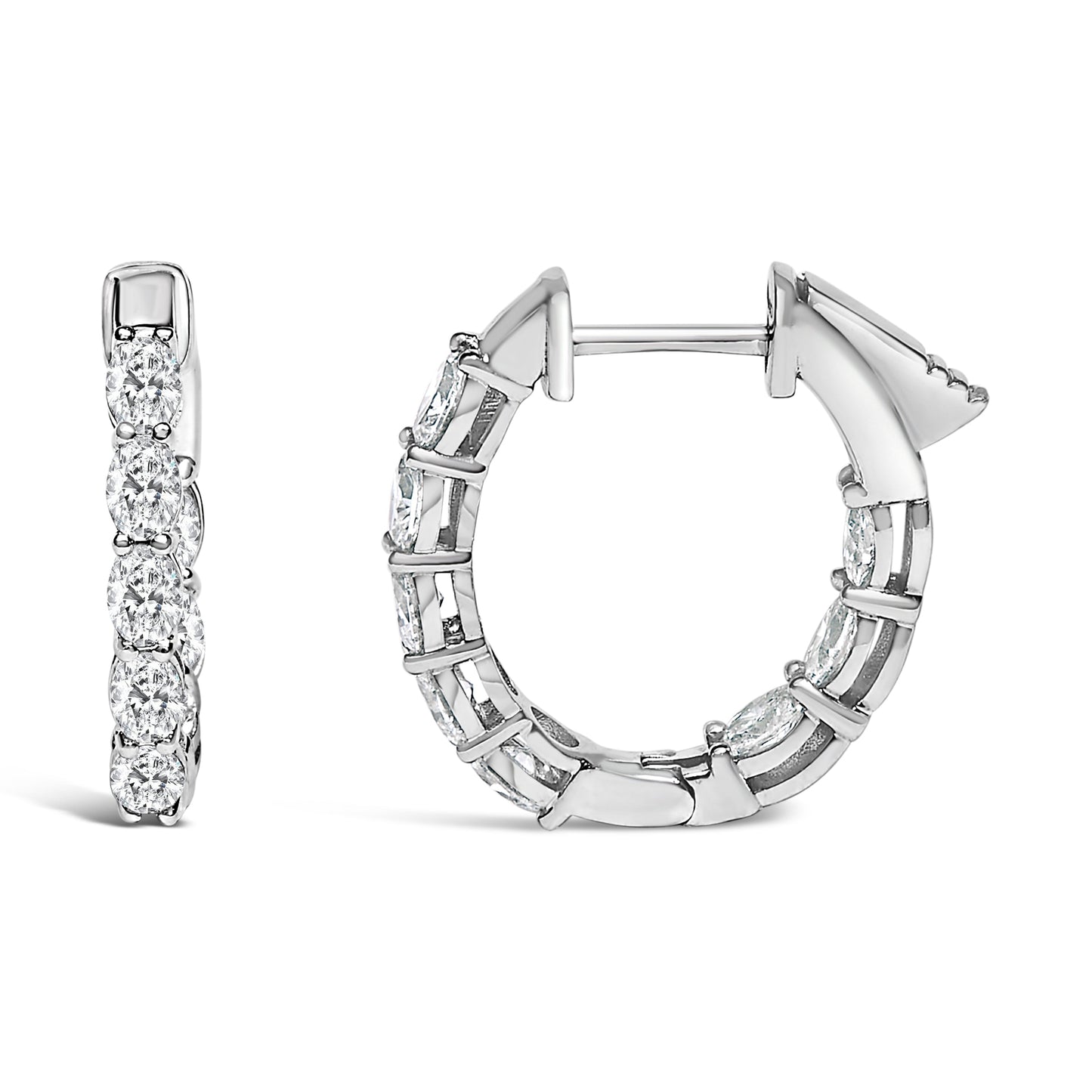 14K White Gold 2 3/4 Cttw Oval Cut Lab Grown Diamond Inside Out Hoop Earrings Bids.com