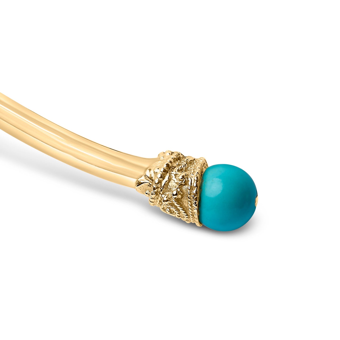 18K Yellow Gold Sculpted Collar Necklace with Turquoise Cabochon Ends Bids.com