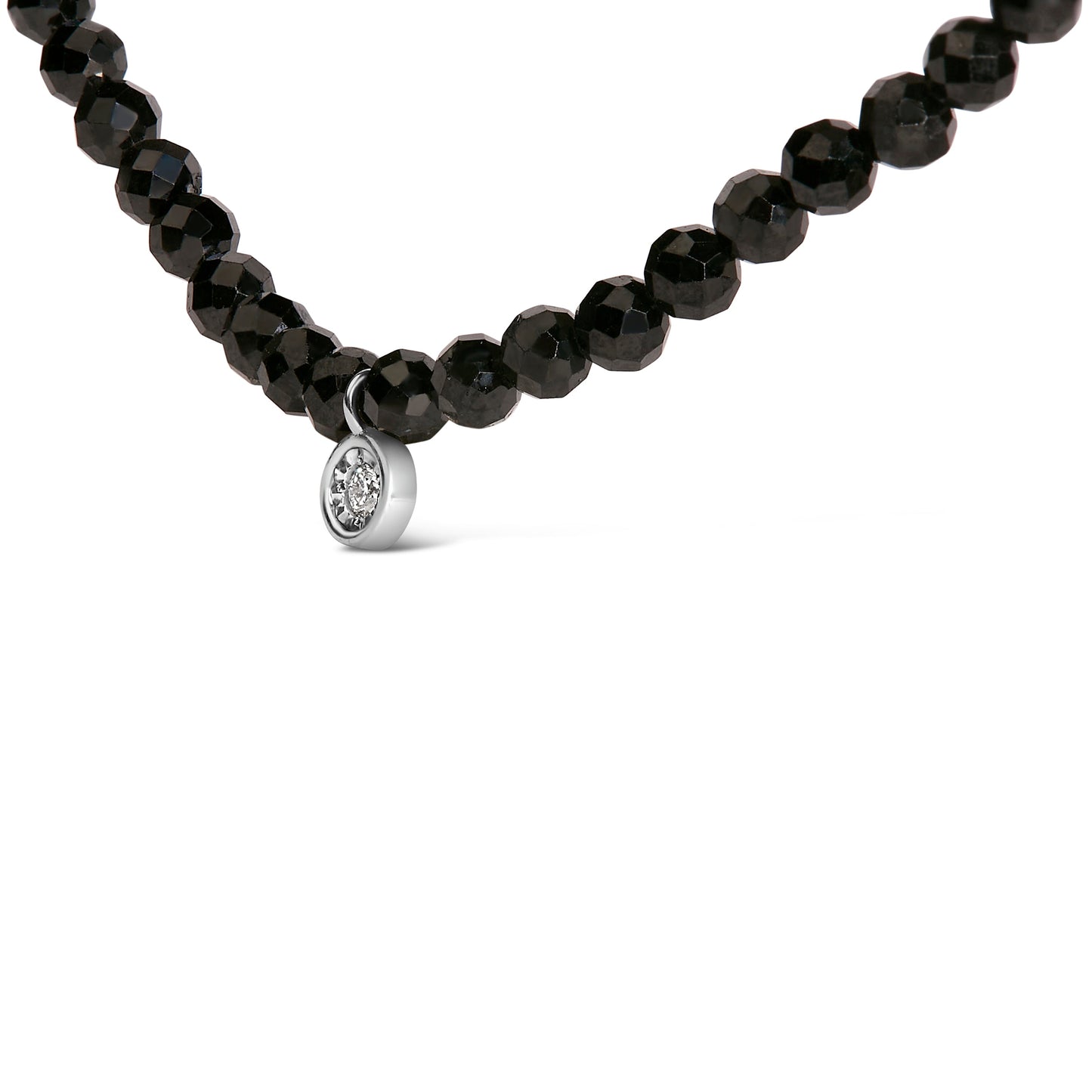 Sterling Silver Diamond Accent Black Spinel Bead Station Necklace Bids.com