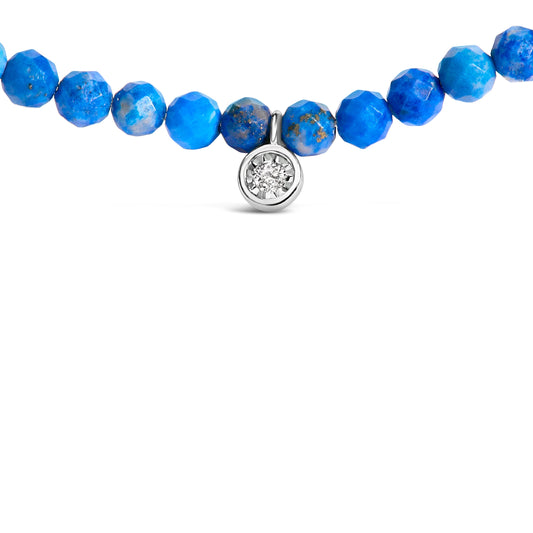 Sterling Silver Diamond Accent Blue Lapis Bead Station Necklace Bids.com