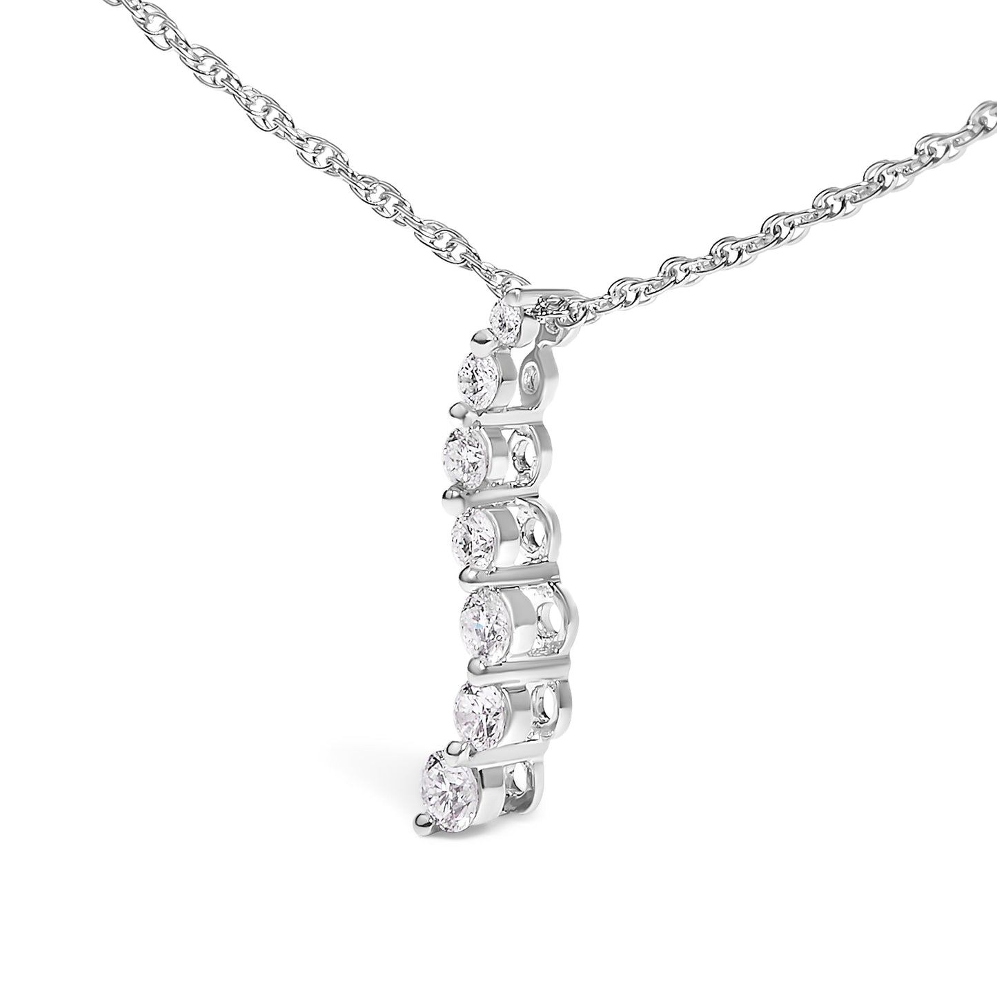 .925 Sterling Silver 1/4 Cttw Lab Grown Diamond Journey Pendant Necklace - 18" Inches Bids.com