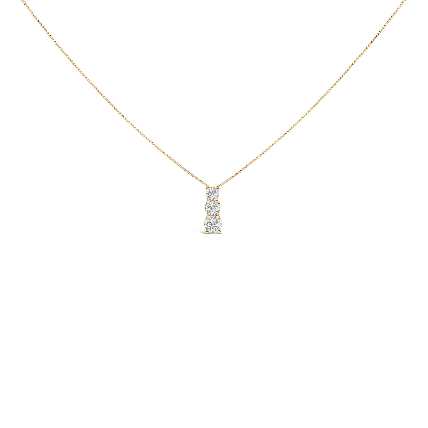 14K White Gold 1/2 Cttw Lab Grown Diamond Three Stone Pendant Necklace Bids.com