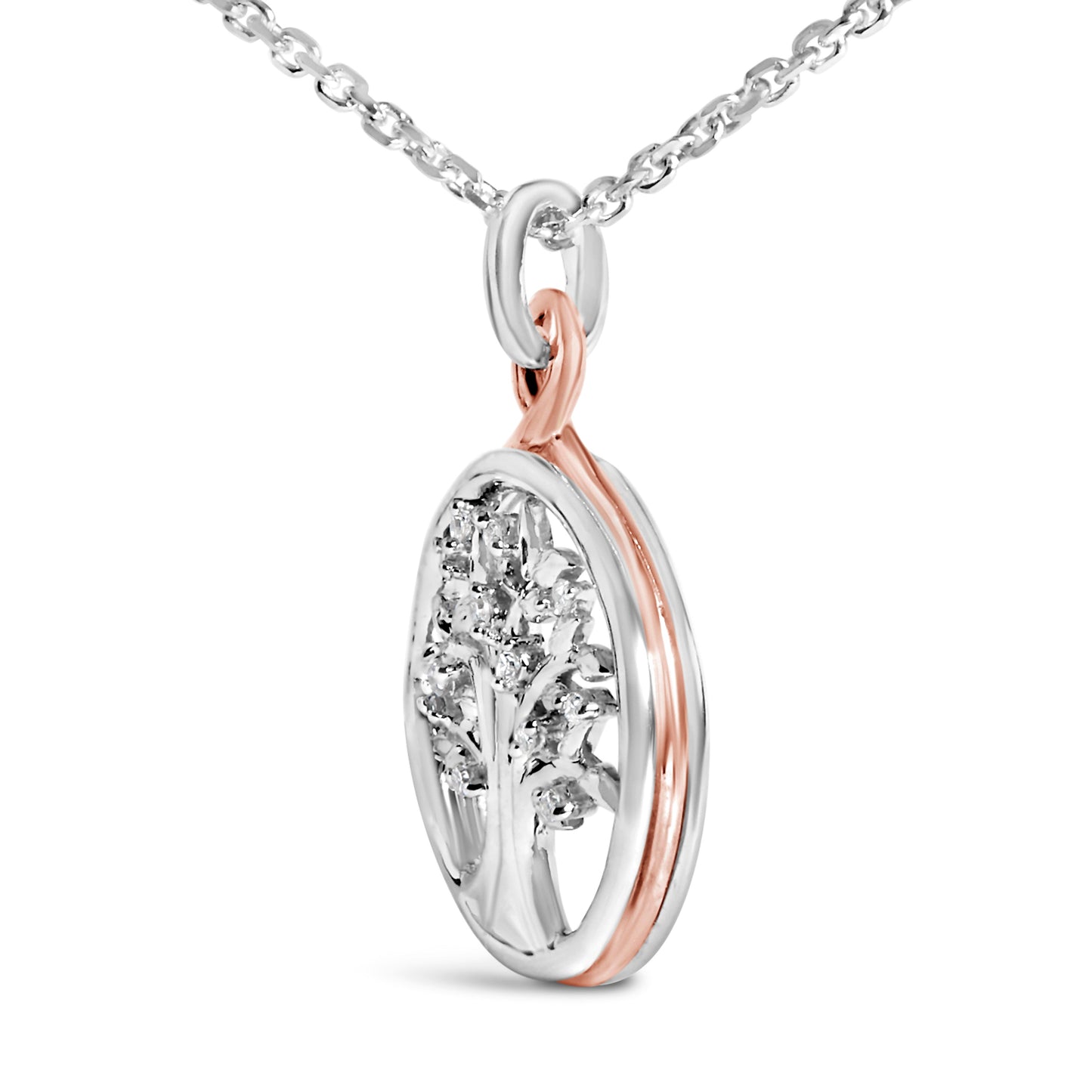 14K Rose Gold Plated Sterling Silver Diamond Accent Tree of Life Pendant Necklace Bids.com