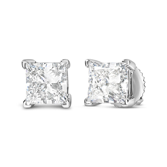 14K White Gold 1.0 Cttw Princess Cut Lab Grown Diamond Solitaire Stud Earrings (F-G Color, VS2-SI1 Clarity) Bids.com
