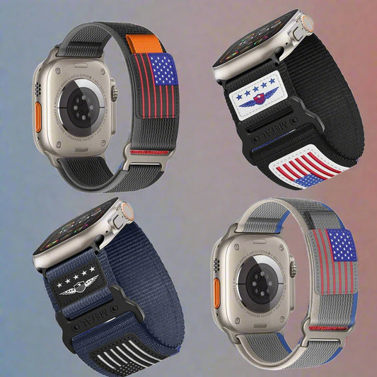 4 Bundle Pack COMBO Police and USA FLAG Combo Strap for Apple Watch - Wristwatchstraps.co